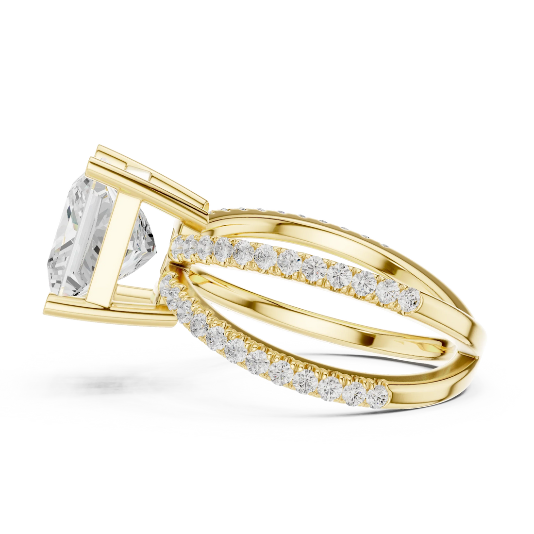 Princess Cut Diamond Split Shank Engagement Ring