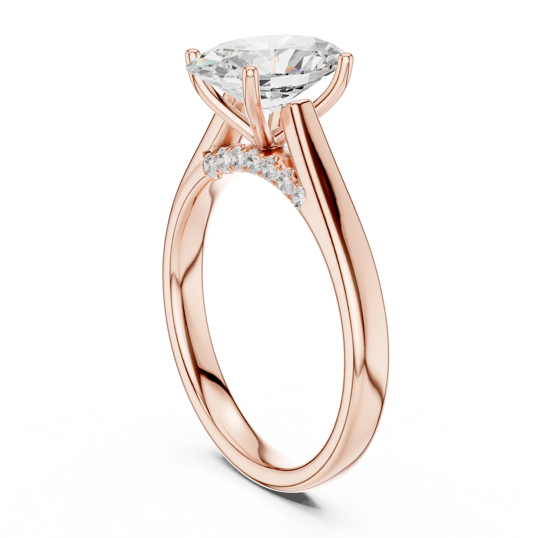 Oval Cut Diamond Cathedral Pave Engagement Ring