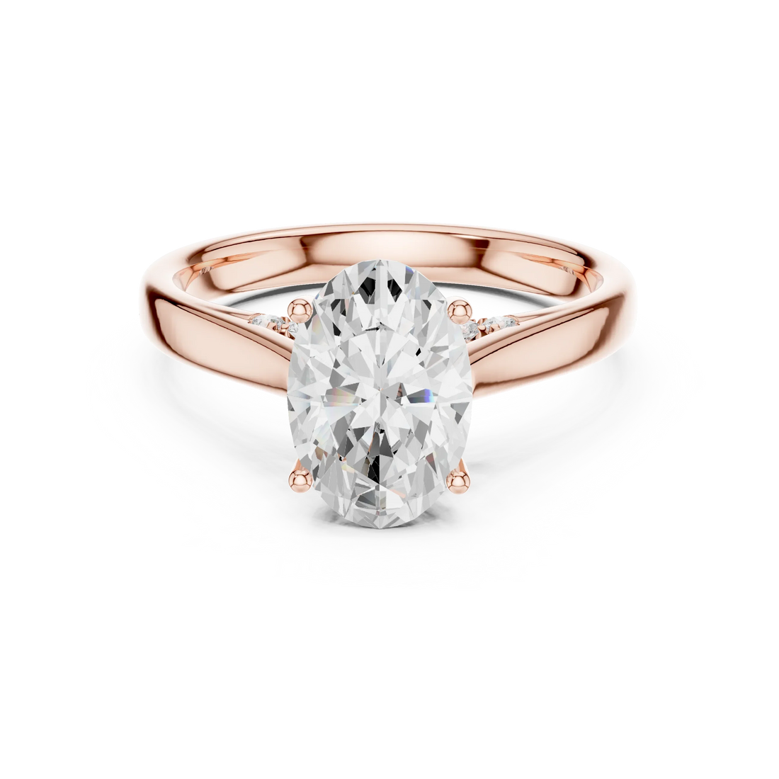 Oval Cut Diamond Cathedral Pave Engagement Ring