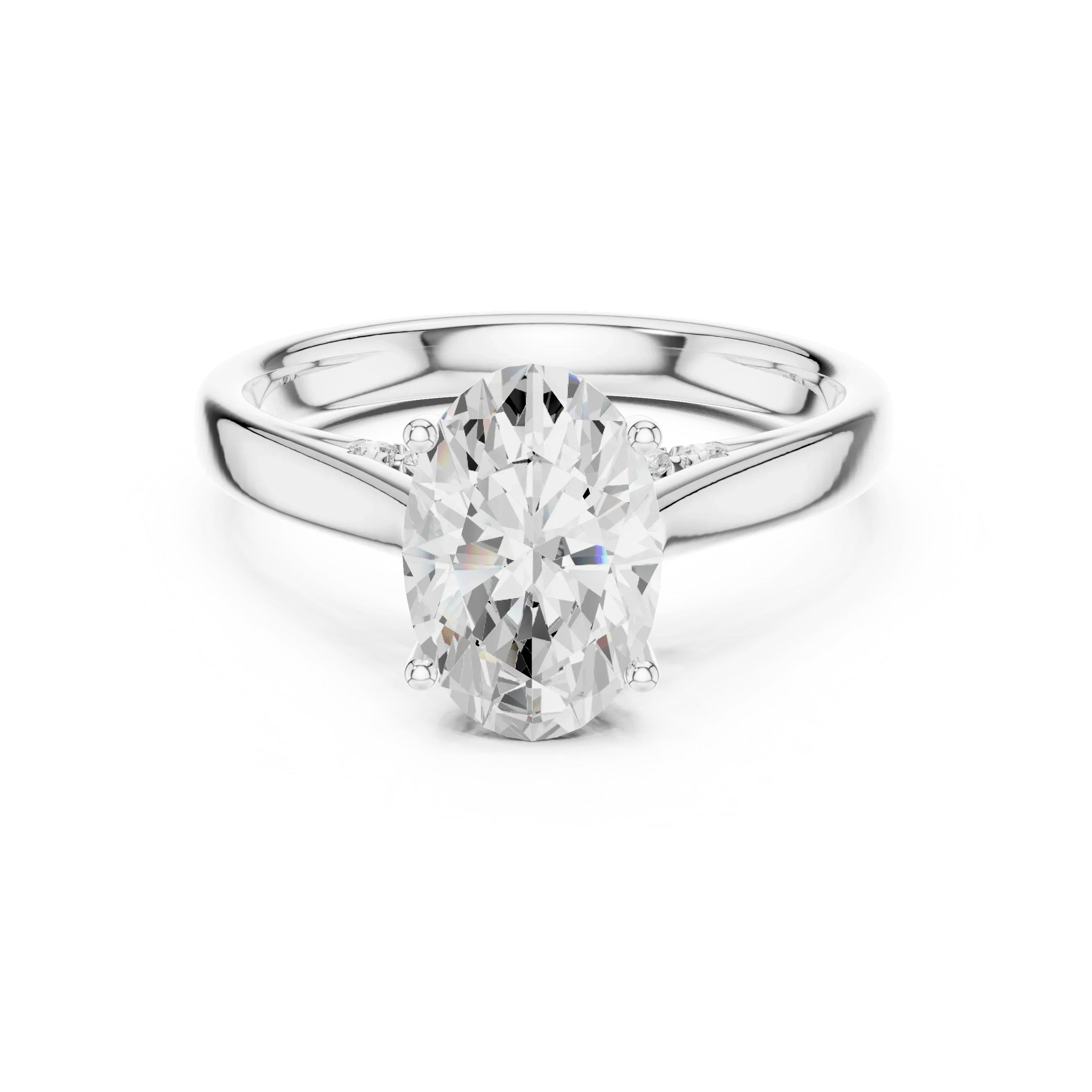 Oval Cut Diamond Cathedral Pave Engagement Ring