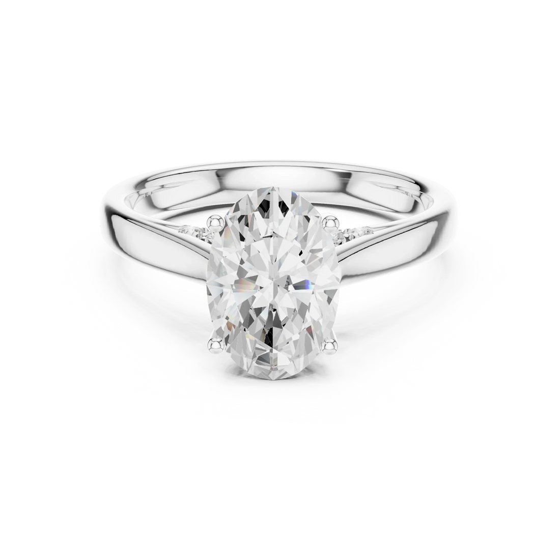 Oval Cut Diamond Cathedral Pave Engagement Ring