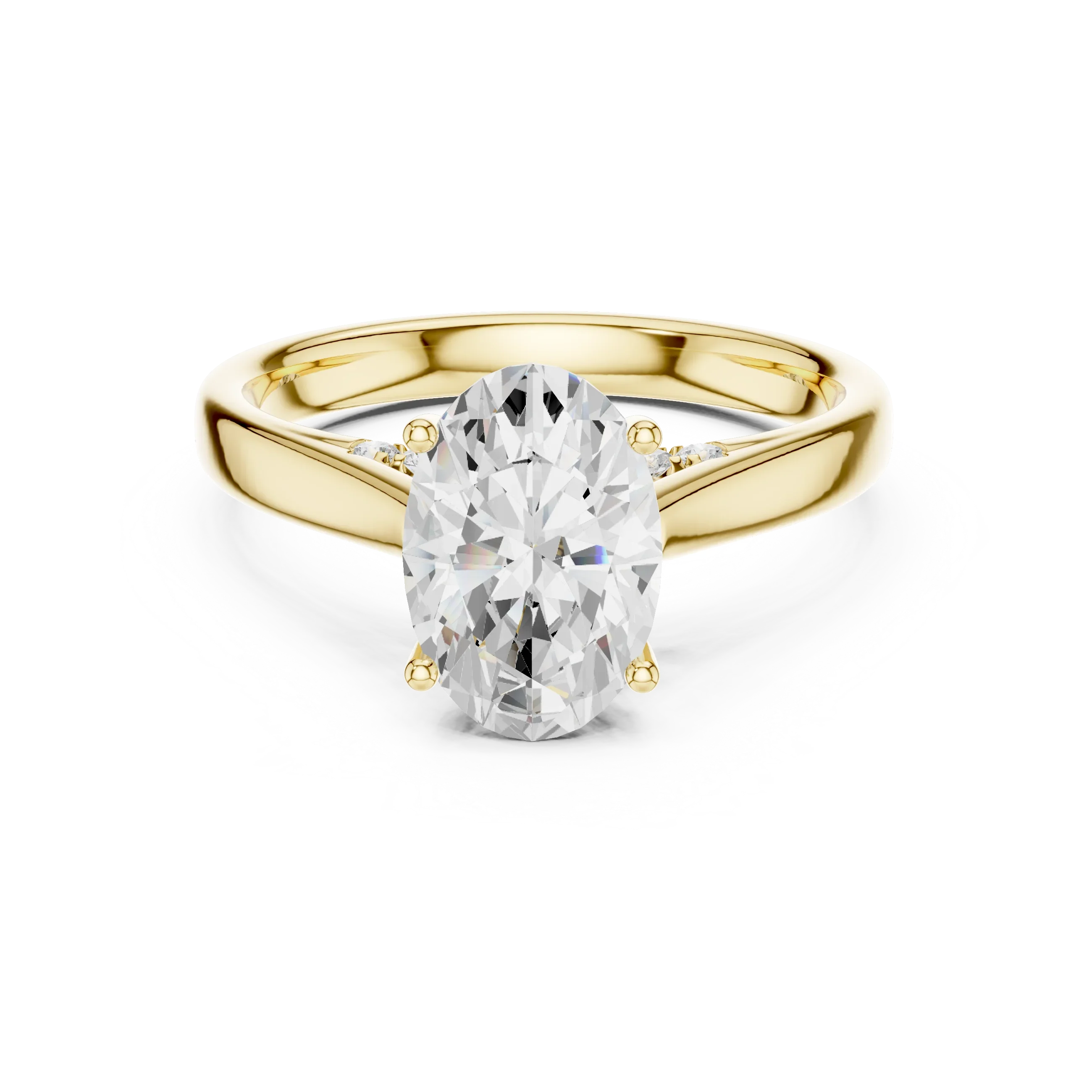 Oval Cut Diamond Cathedral Pave Engagement Ring