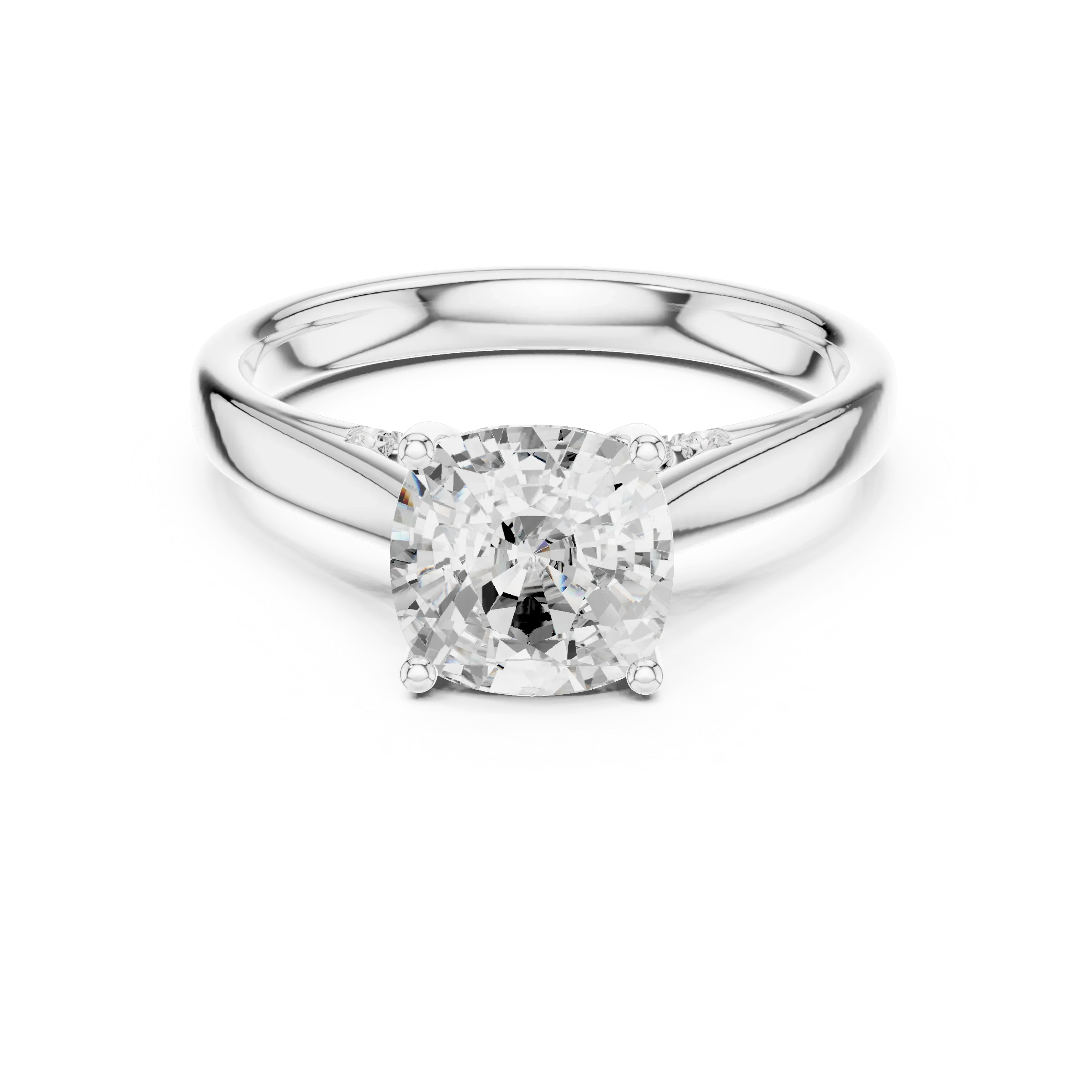 Cushion Cut Diamond Cathedral Pave Engagement Ring