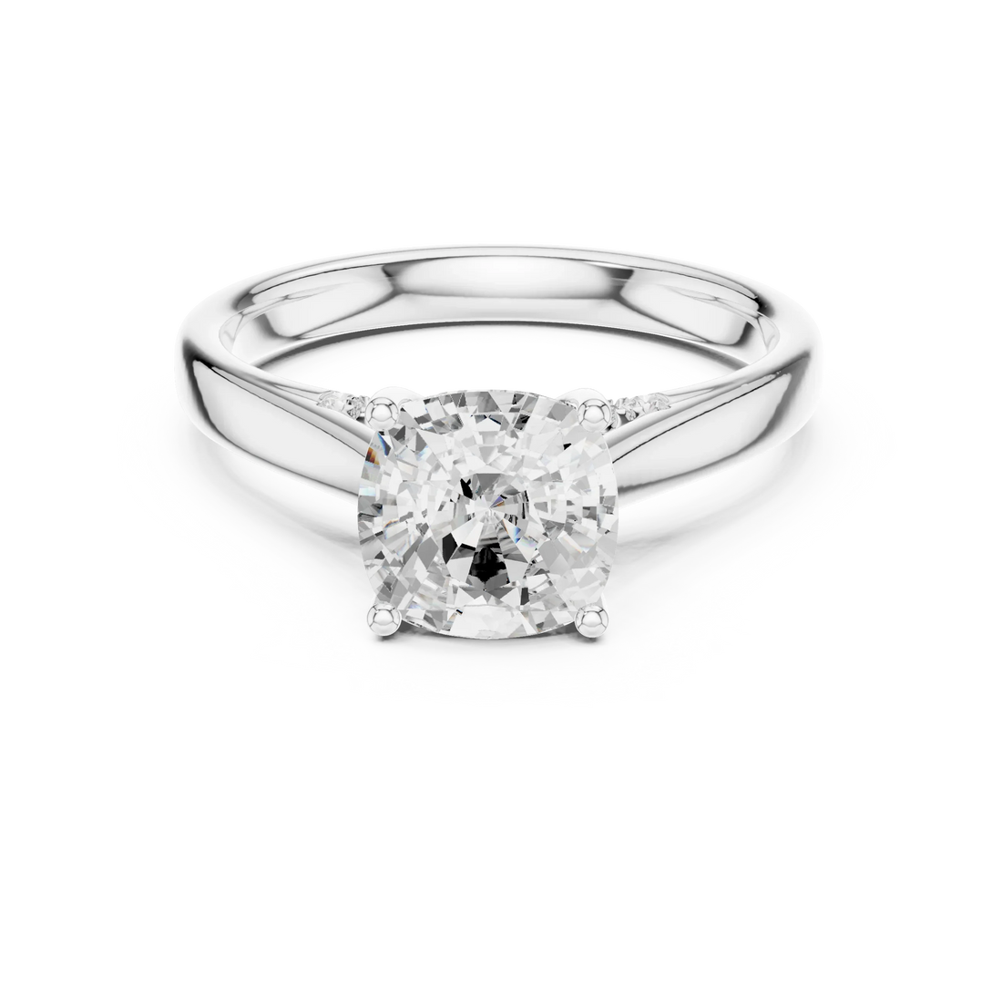 Cushion Cut Diamond Cathedral Pave Engagement Ring