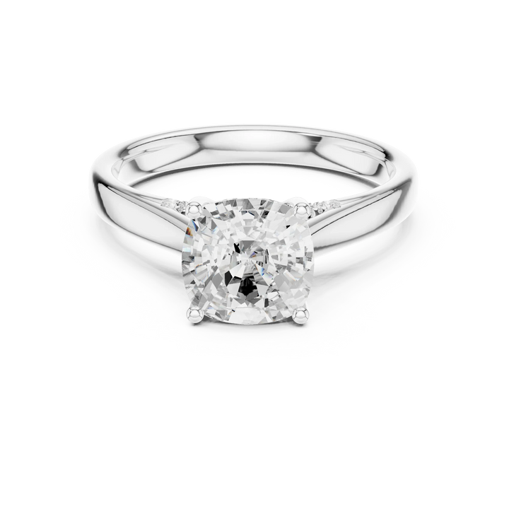 Cushion Cut Diamond Cathedral Pave Engagement Ring