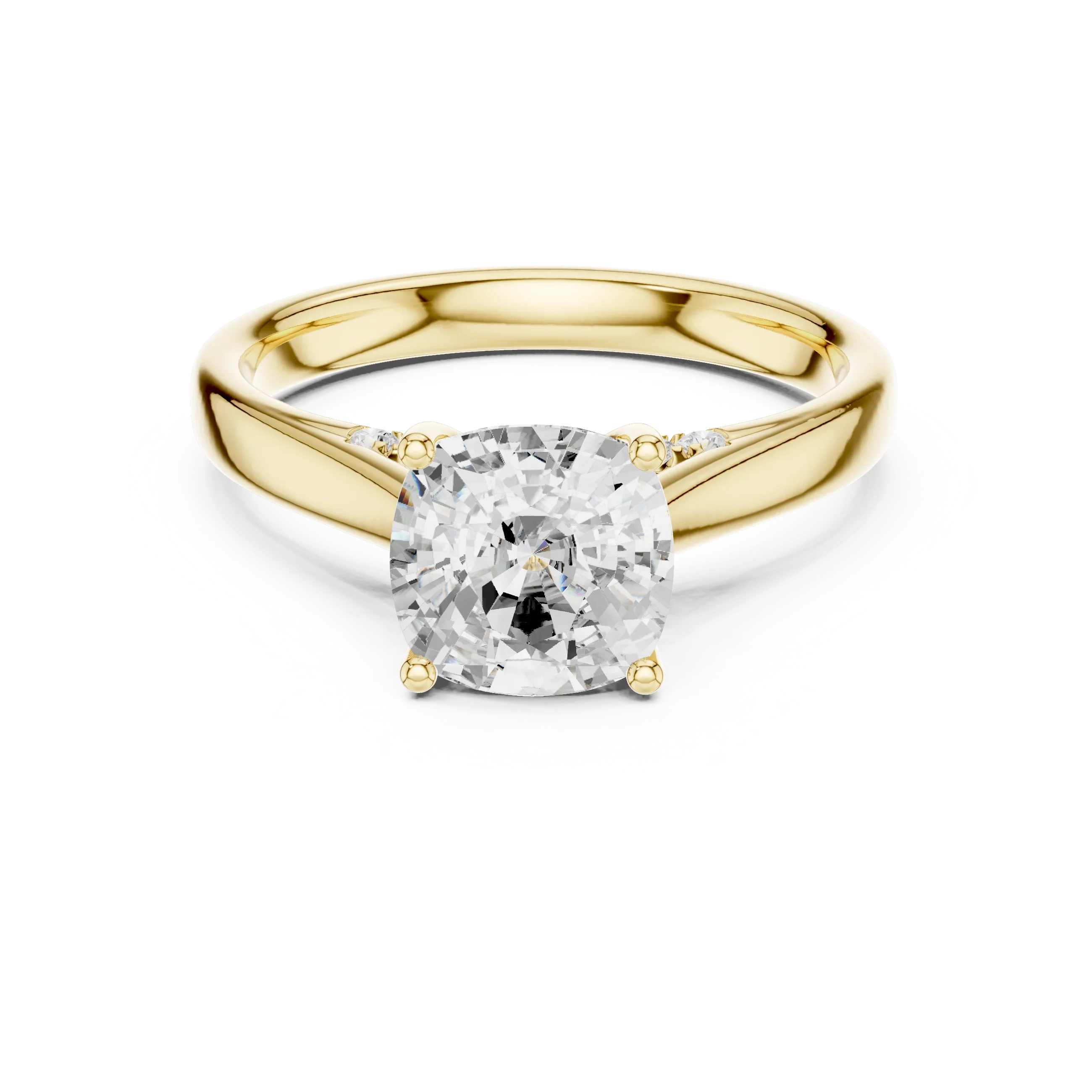 Cushion Cut Diamond Cathedral Pave Engagement Ring