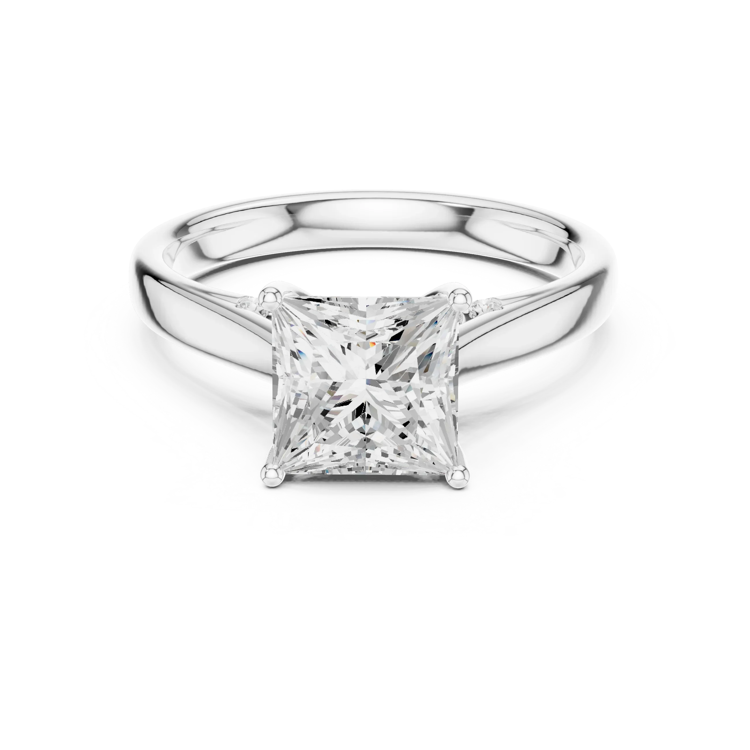 Princess Cut Diamond Cathedral Pave Engagement Ring