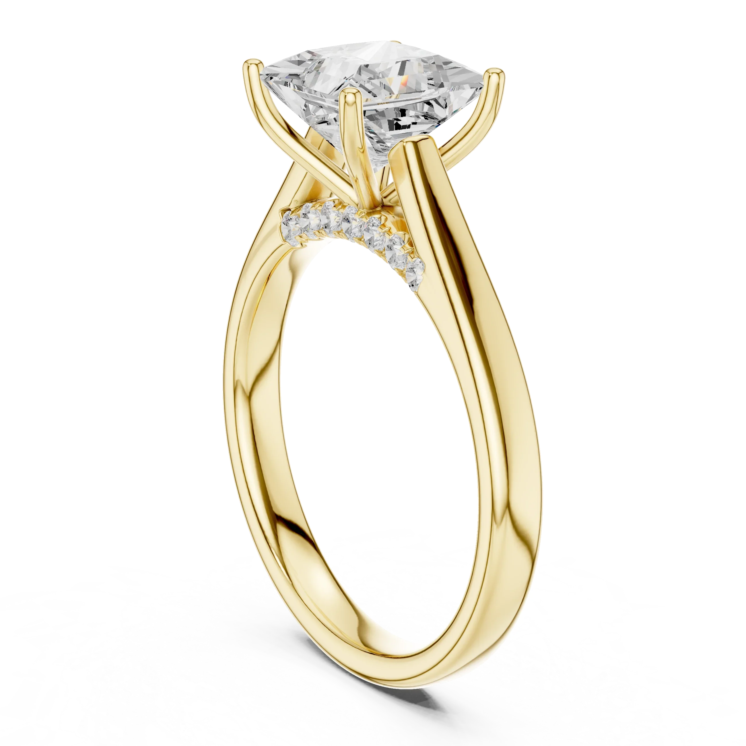 Princess Cut Diamond Cathedral Pave Engagement Ring