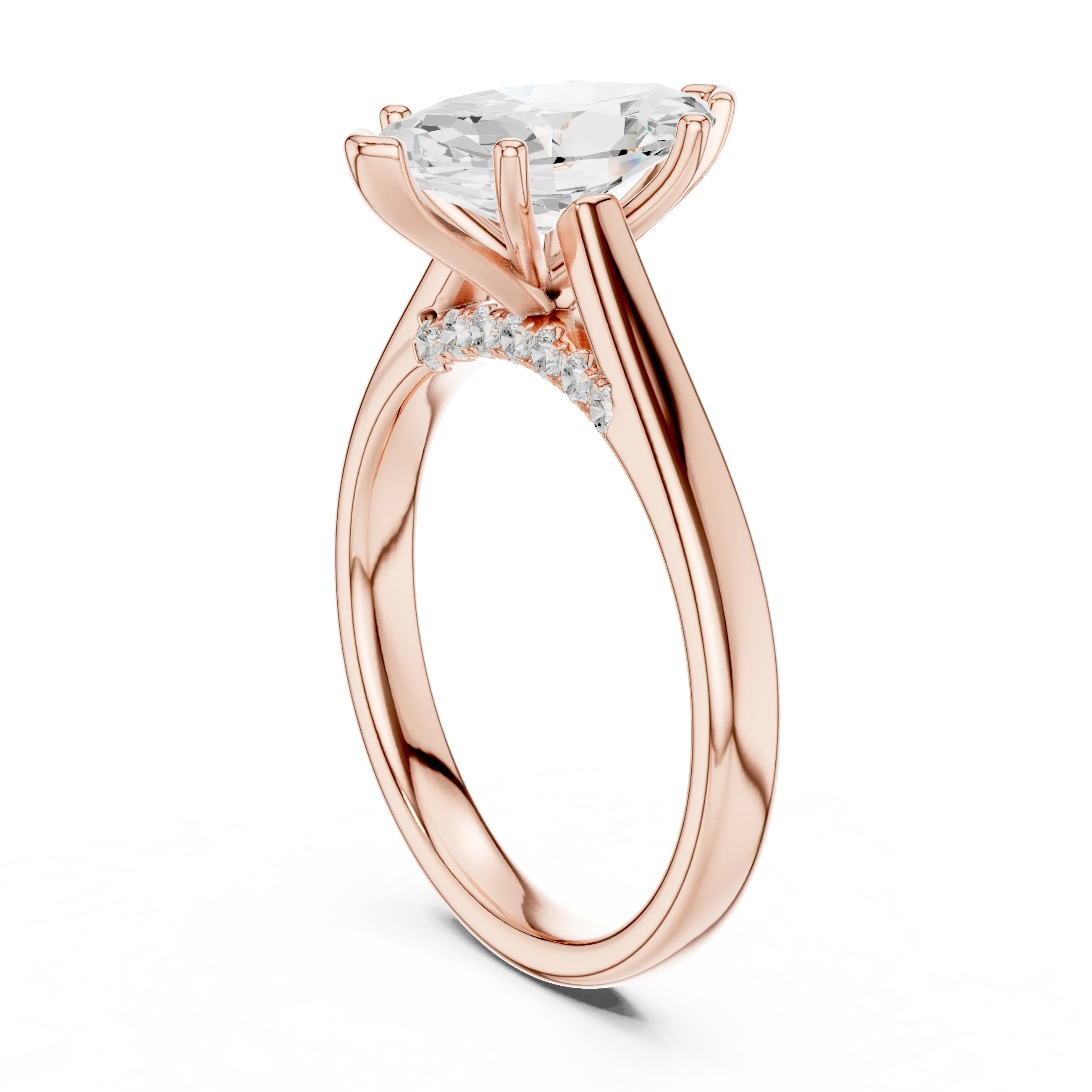Marquise Cut Diamond Cathedral Pave Engagement Ring