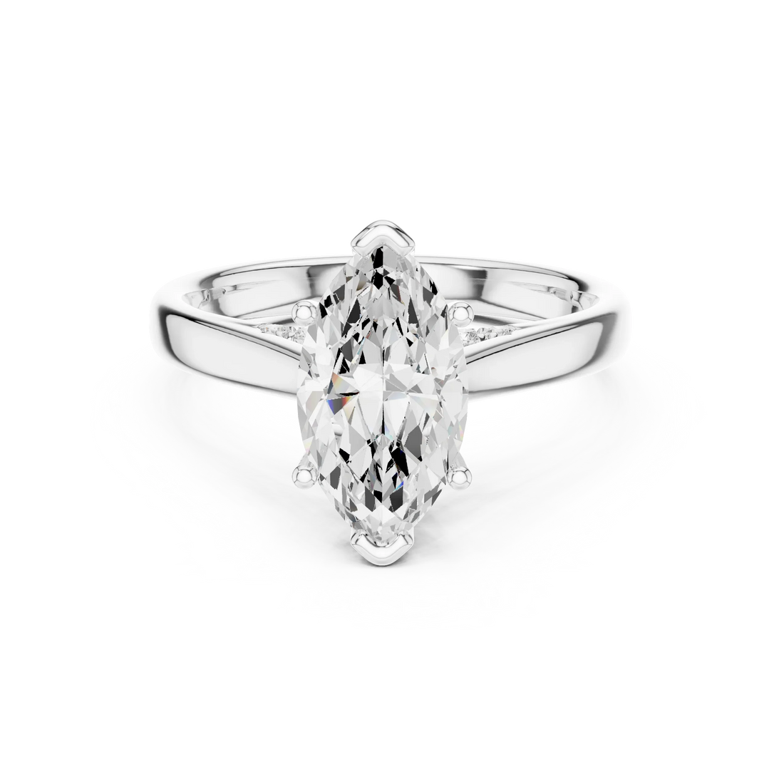 Marquise Cut Diamond Cathedral Pave Engagement Ring