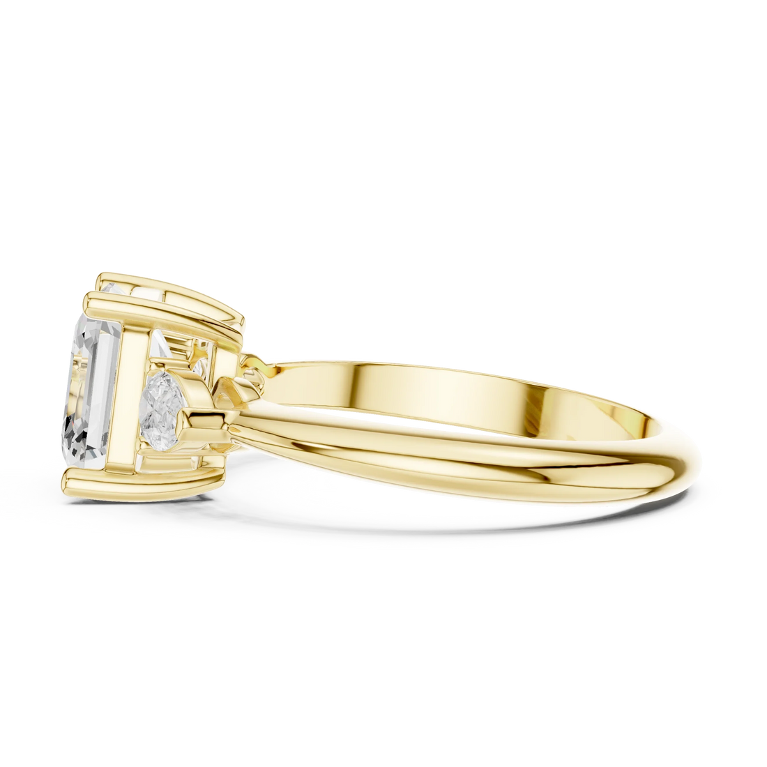 Asscher Diamond Solitaire Engagement Ring with Hidden Side Accent