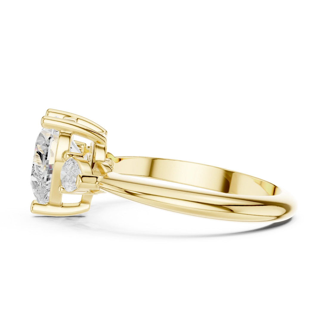 Heart Diamond Solitaire Engagement Ring with Hidden Side Accent