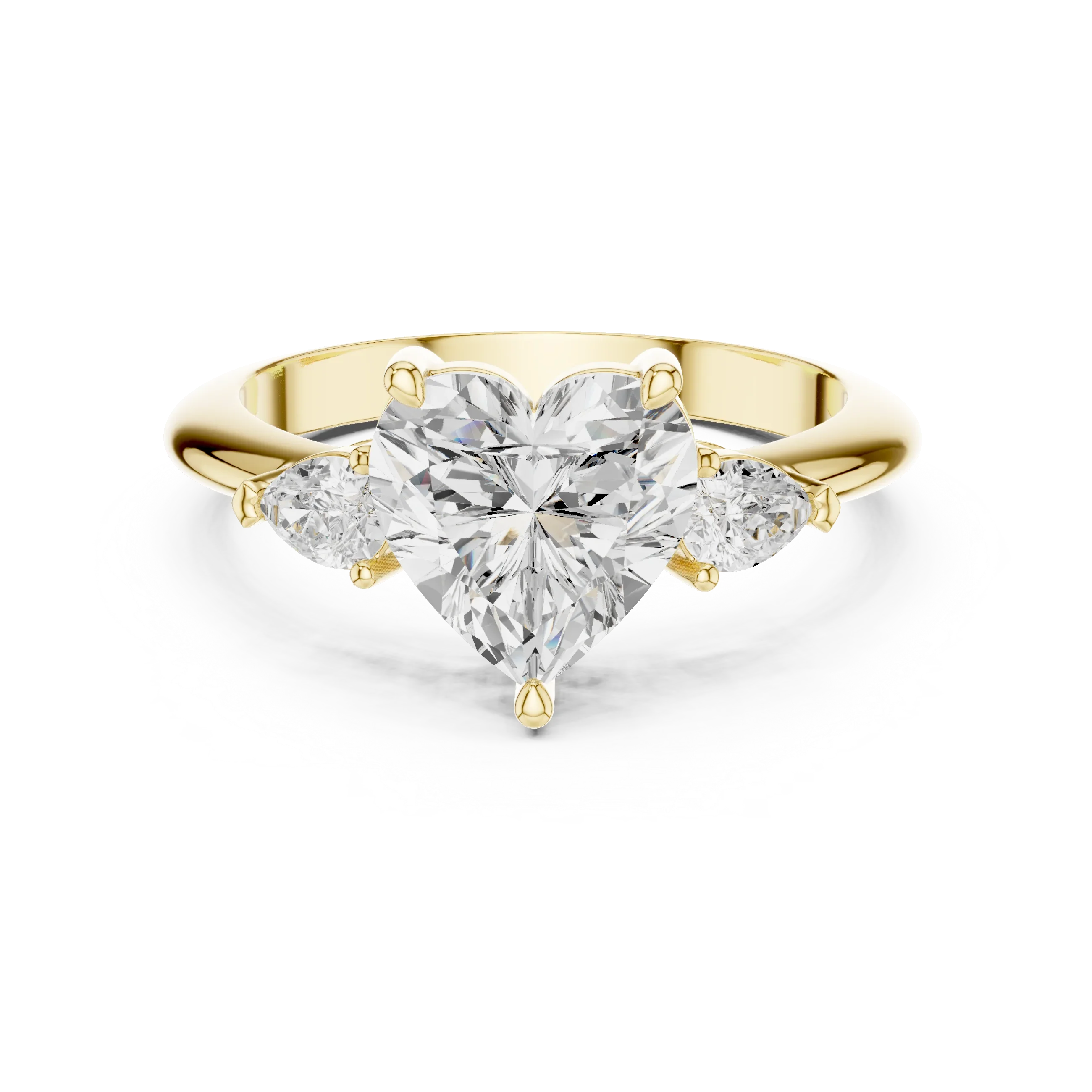 Heart Diamond Solitaire Engagement Ring with Hidden Side Accent