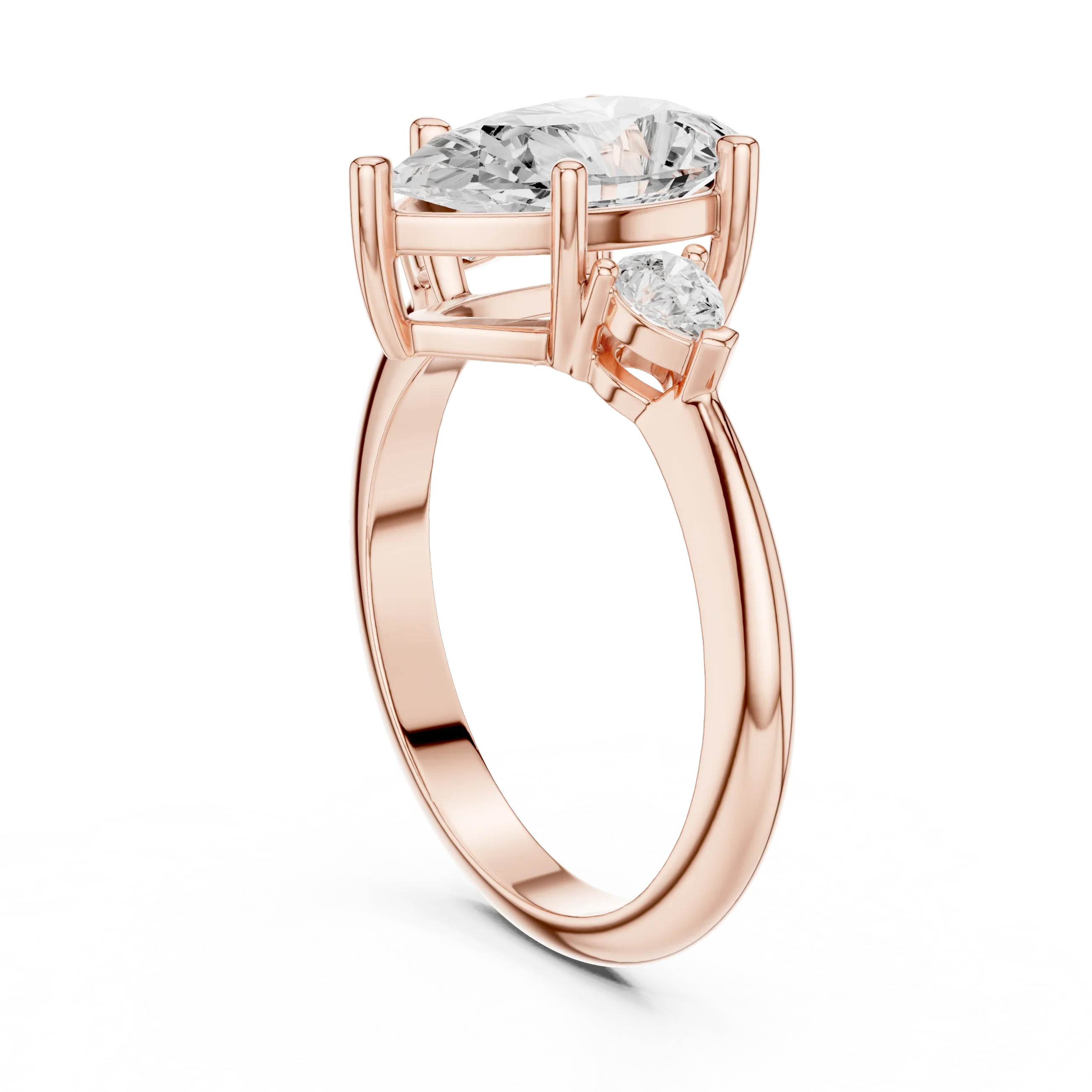 Pear Diamond Solitaire Engagement Ring with Hidden Side Accent