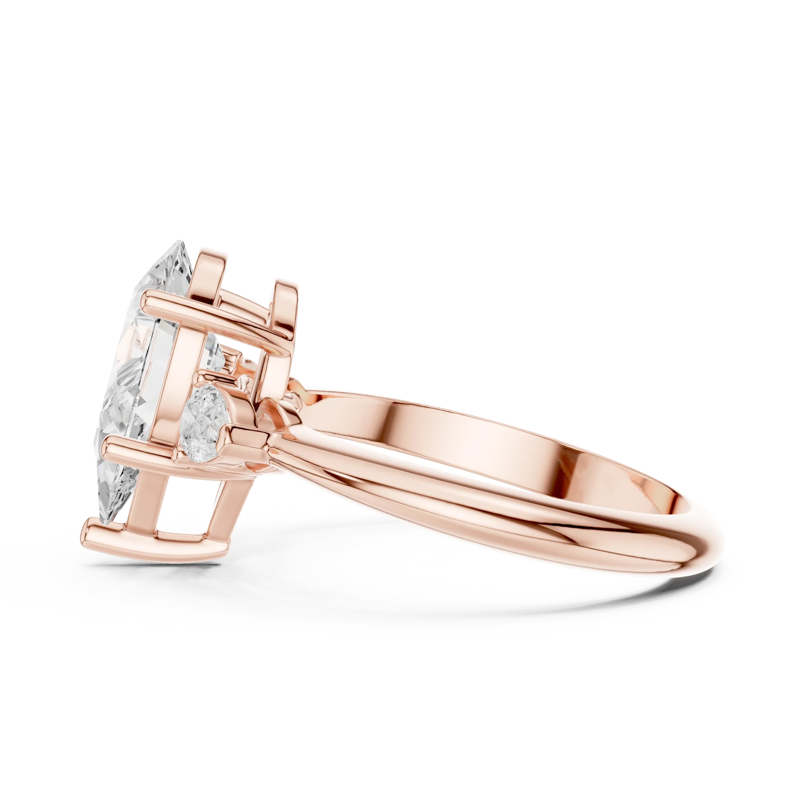 Pear Diamond Solitaire Engagement Ring with Hidden Side Accent