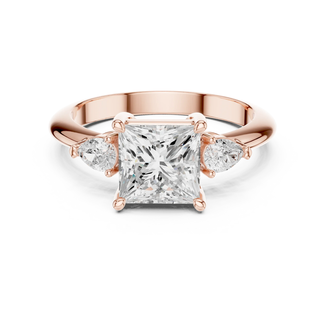 Princess Diamond Solitaire Engagement Ring with Hidden Side Accent