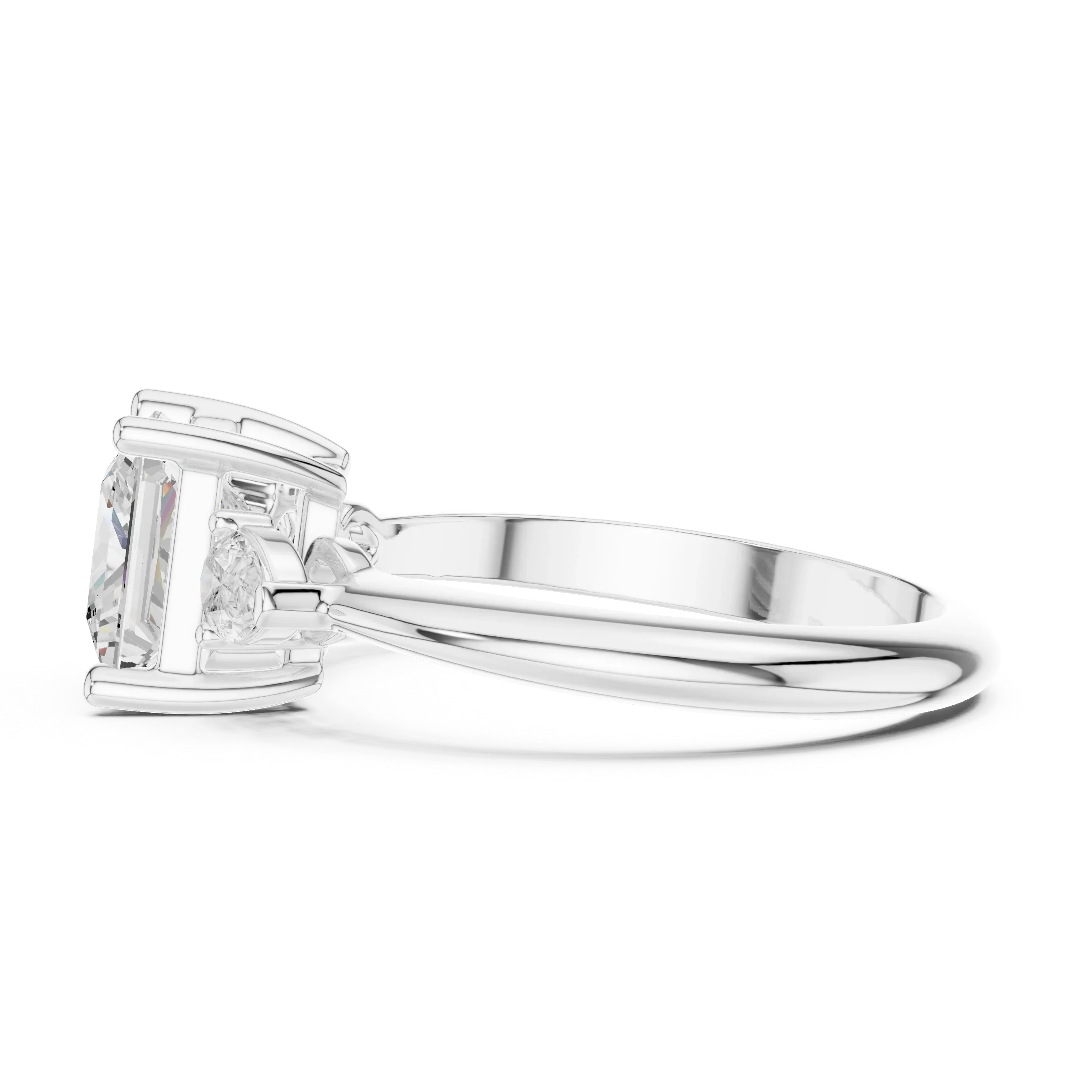 Princess Diamond Solitaire Engagement Ring with Hidden Side Accent
