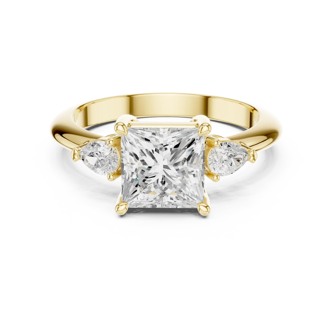 Princess Diamond Solitaire Engagement Ring with Hidden Side Accent