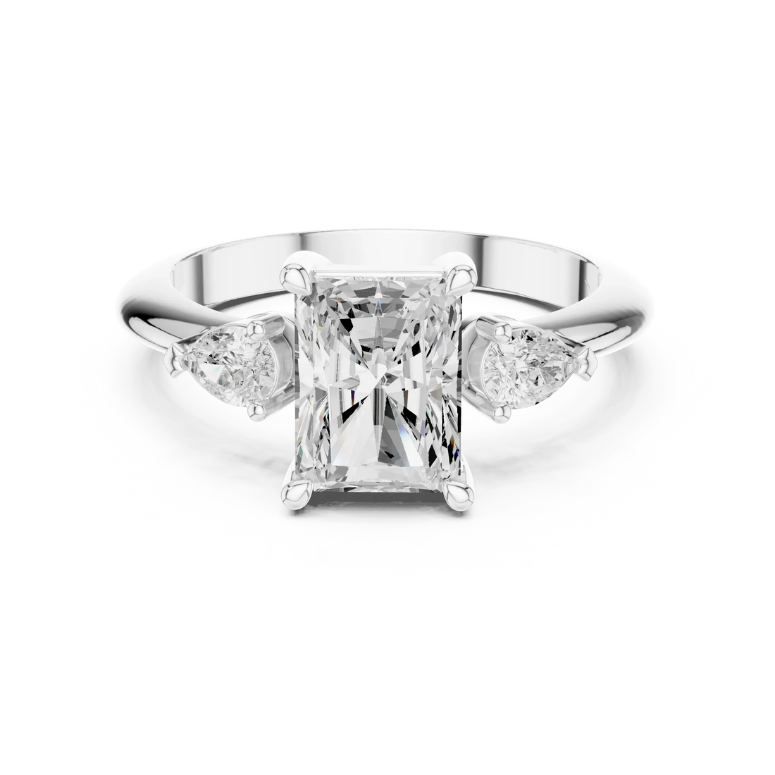 Radiant Diamond Solitaire Engagement Ring with Hidden Side Accent