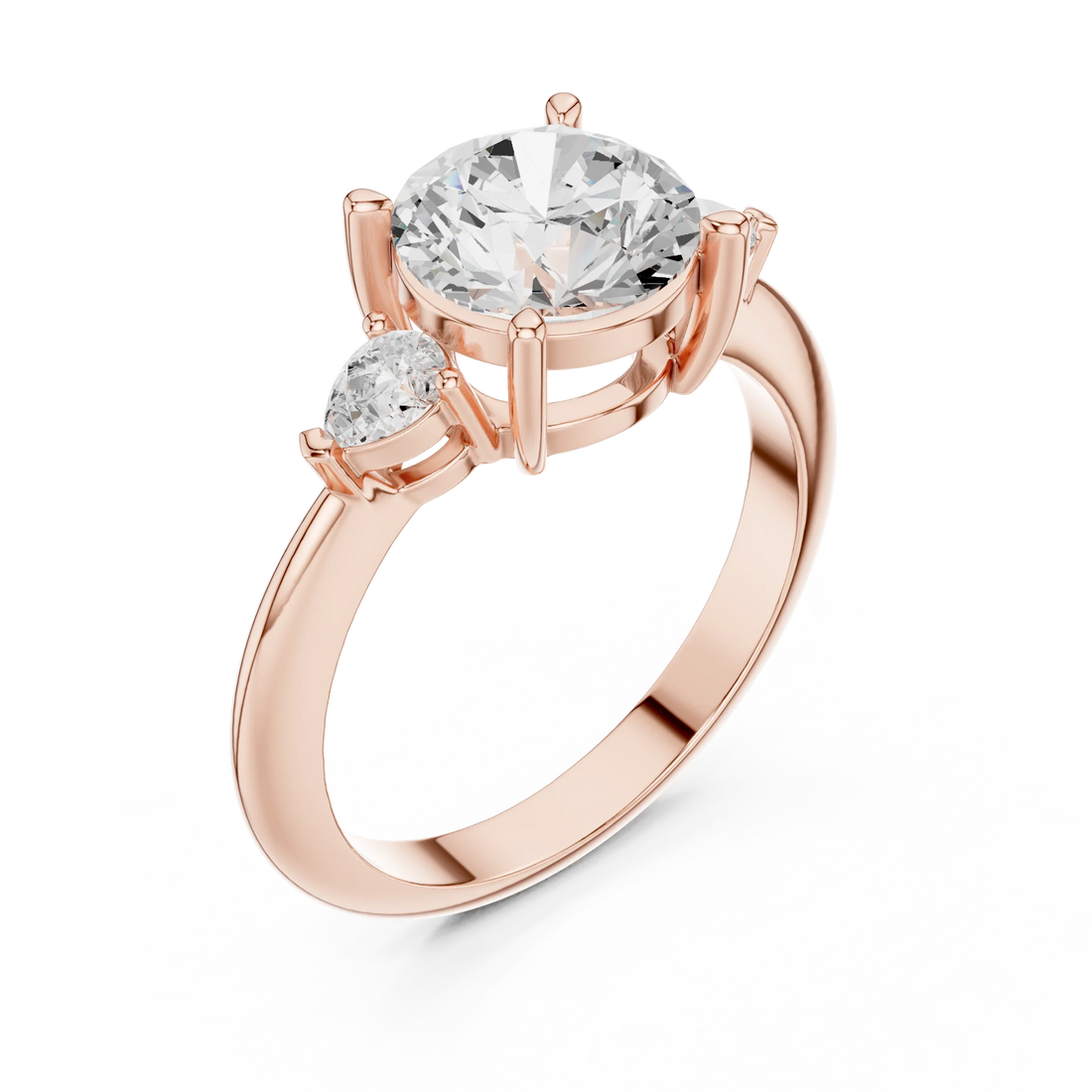 Round Diamond Solitaire Engagement Ring with Hidden Side Accent