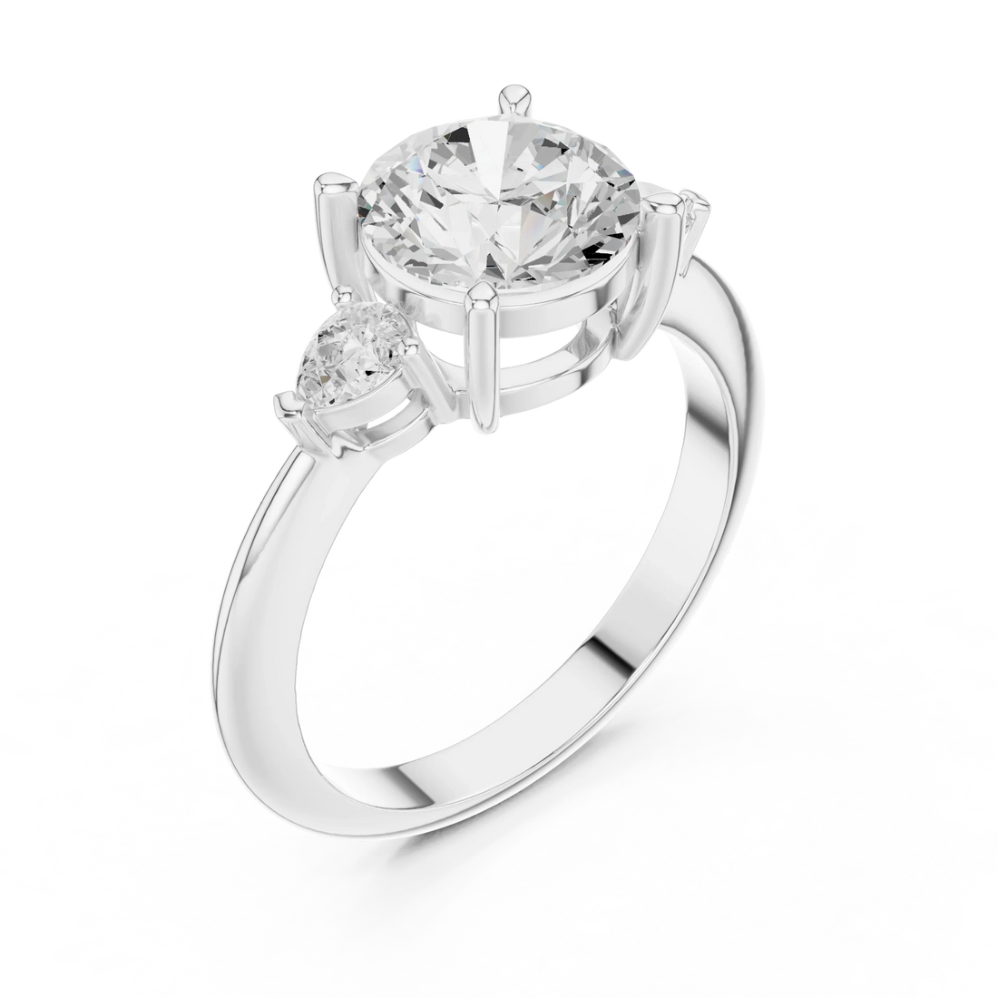 Round Diamond Solitaire Engagement Ring with Hidden Side Accent