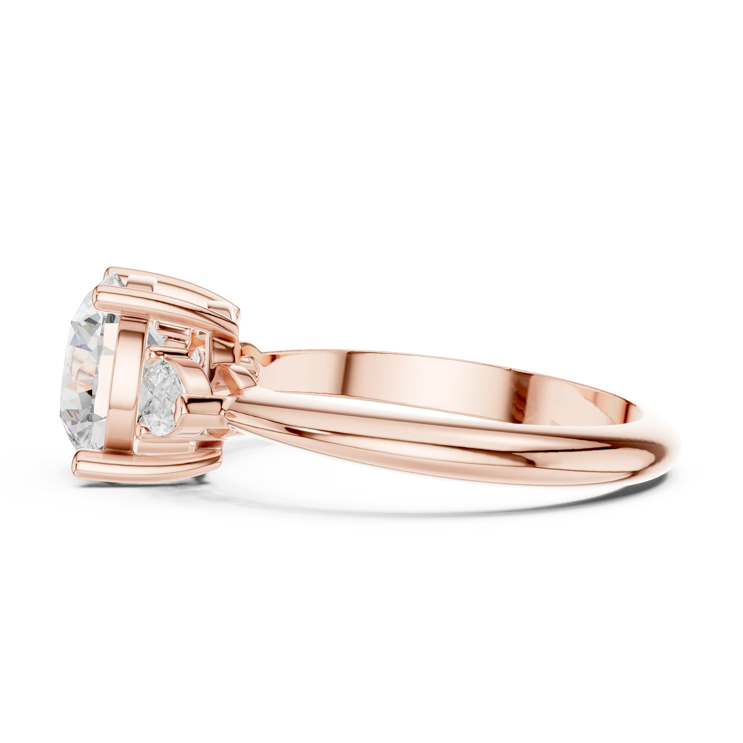 Round Diamond Solitaire Engagement Ring with Hidden Side Accent