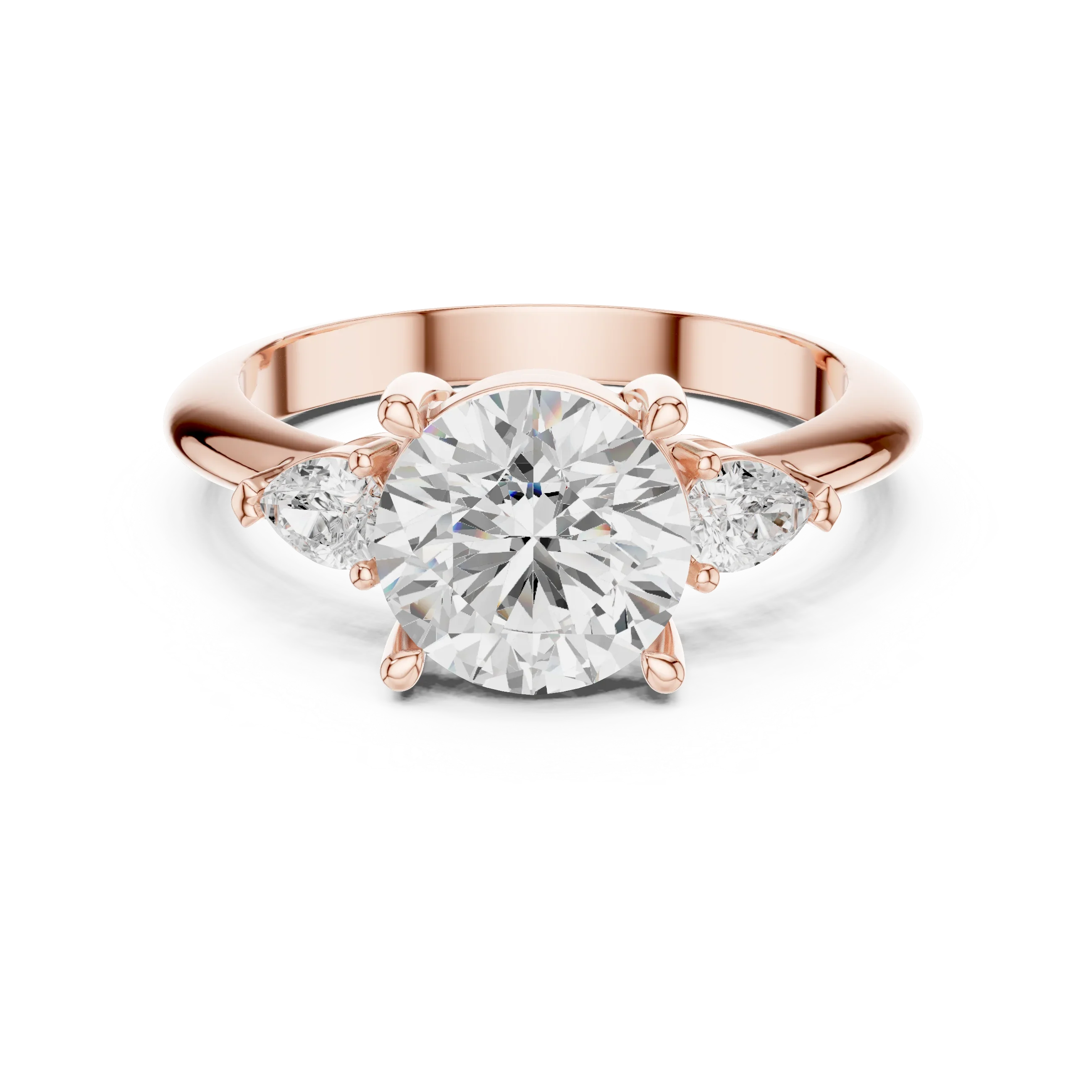 Round Diamond Solitaire Engagement Ring with Hidden Side Accent