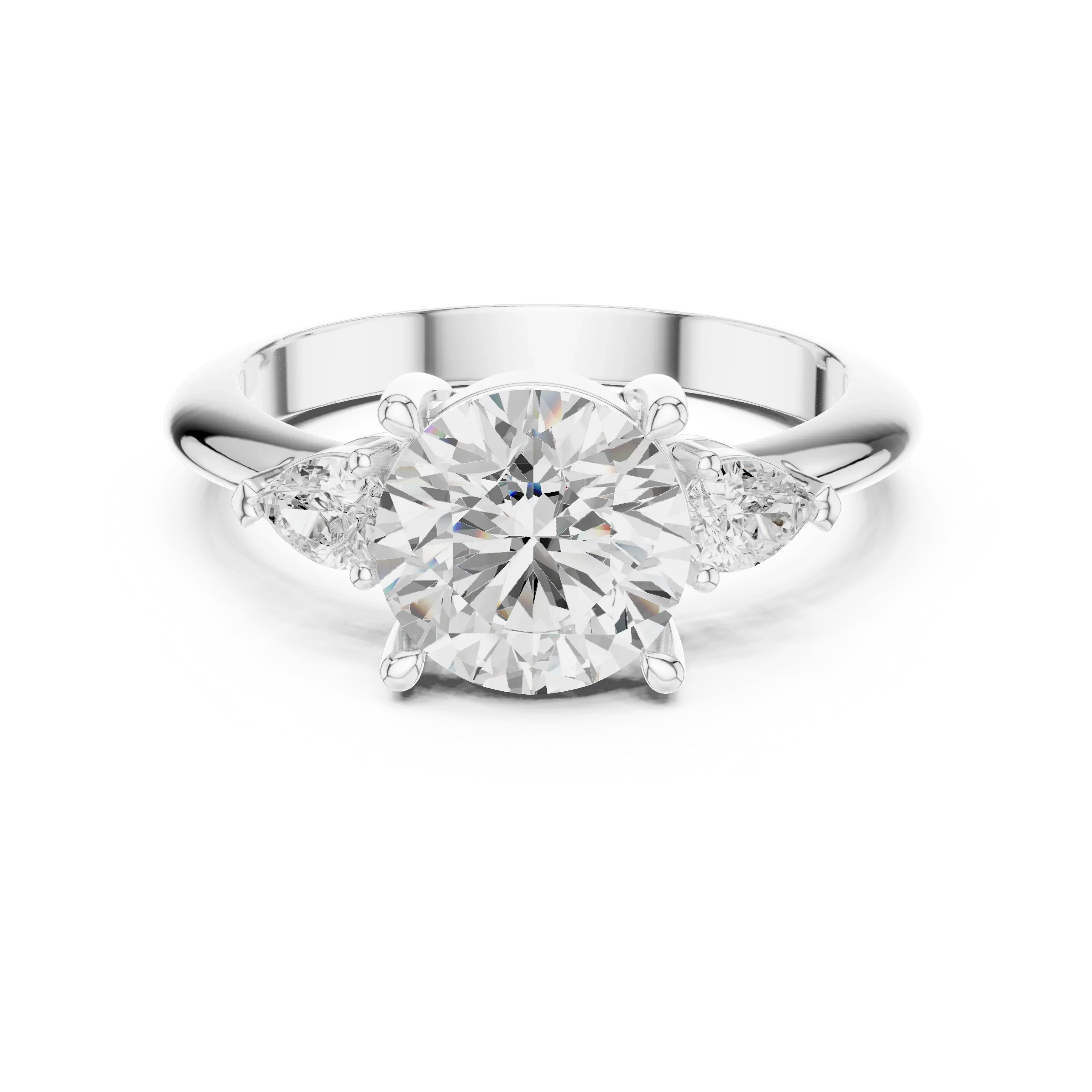 Round Diamond Solitaire Engagement Ring with Hidden Side Accent