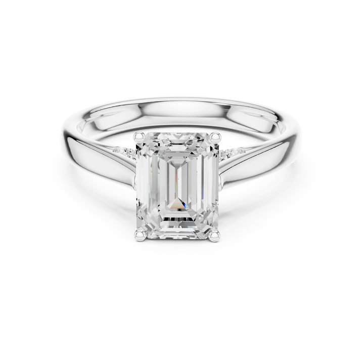 Emerald Cut Diamond Cathedral Pave Engagement Ring