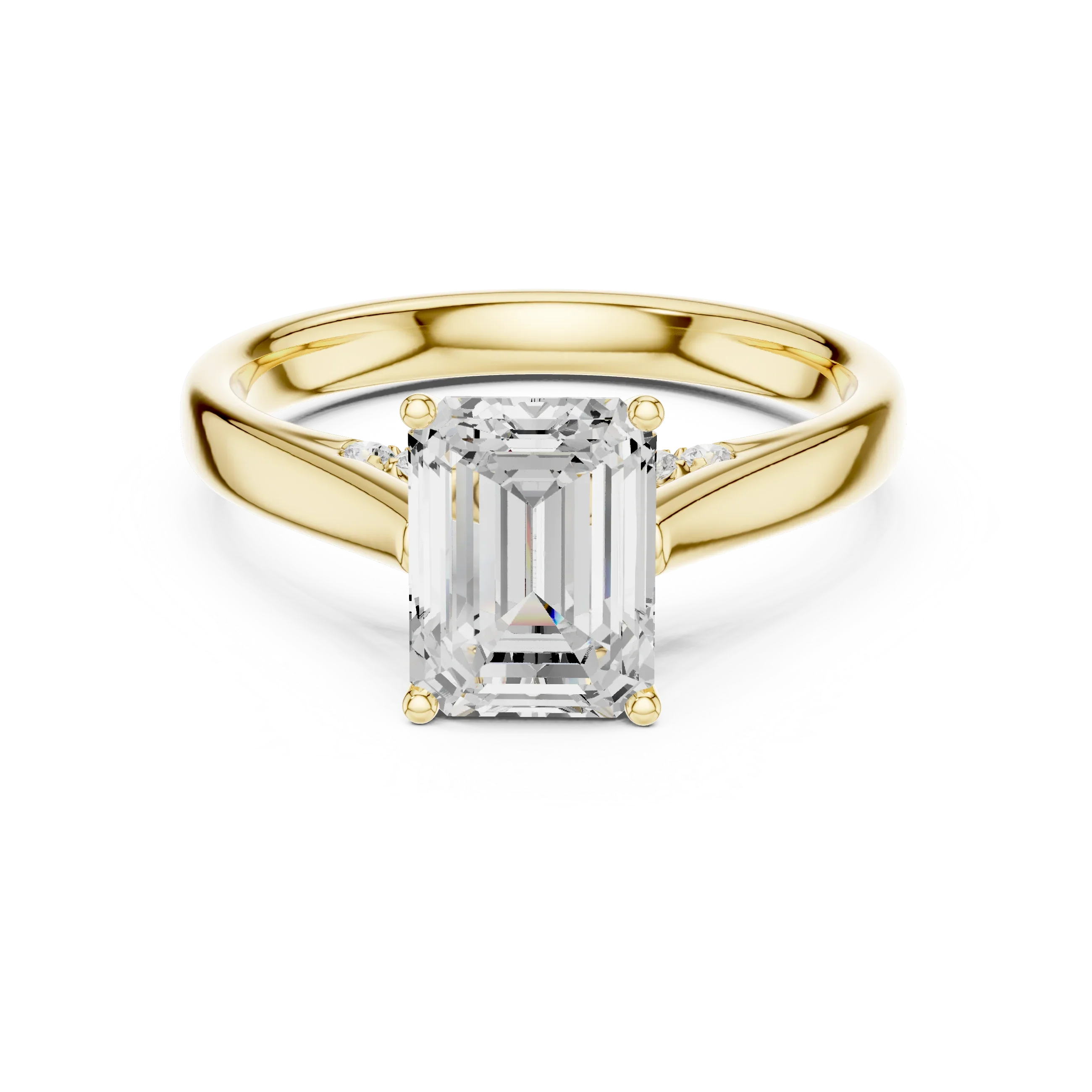 Emerald Cut Diamond Cathedral Pave Engagement Ring