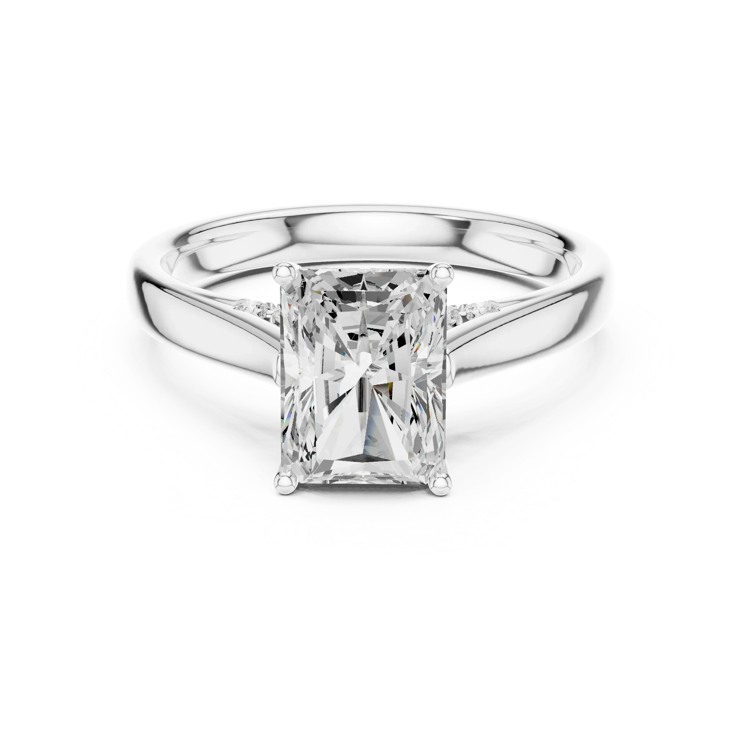 Radiant Cut Diamond Cathedral Pave Engagement Ring