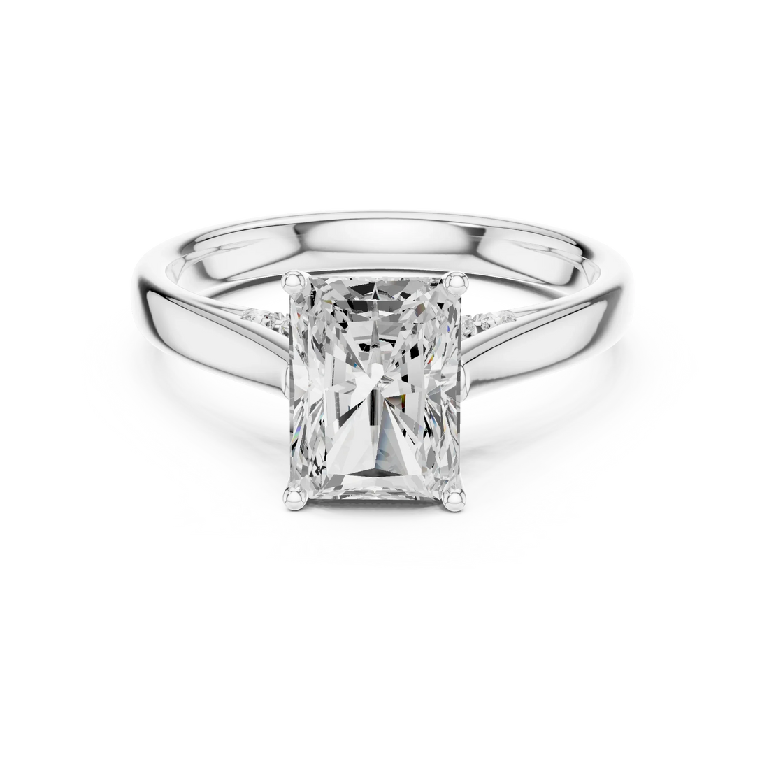 Radiant Cut Diamond Cathedral Pave Engagement Ring