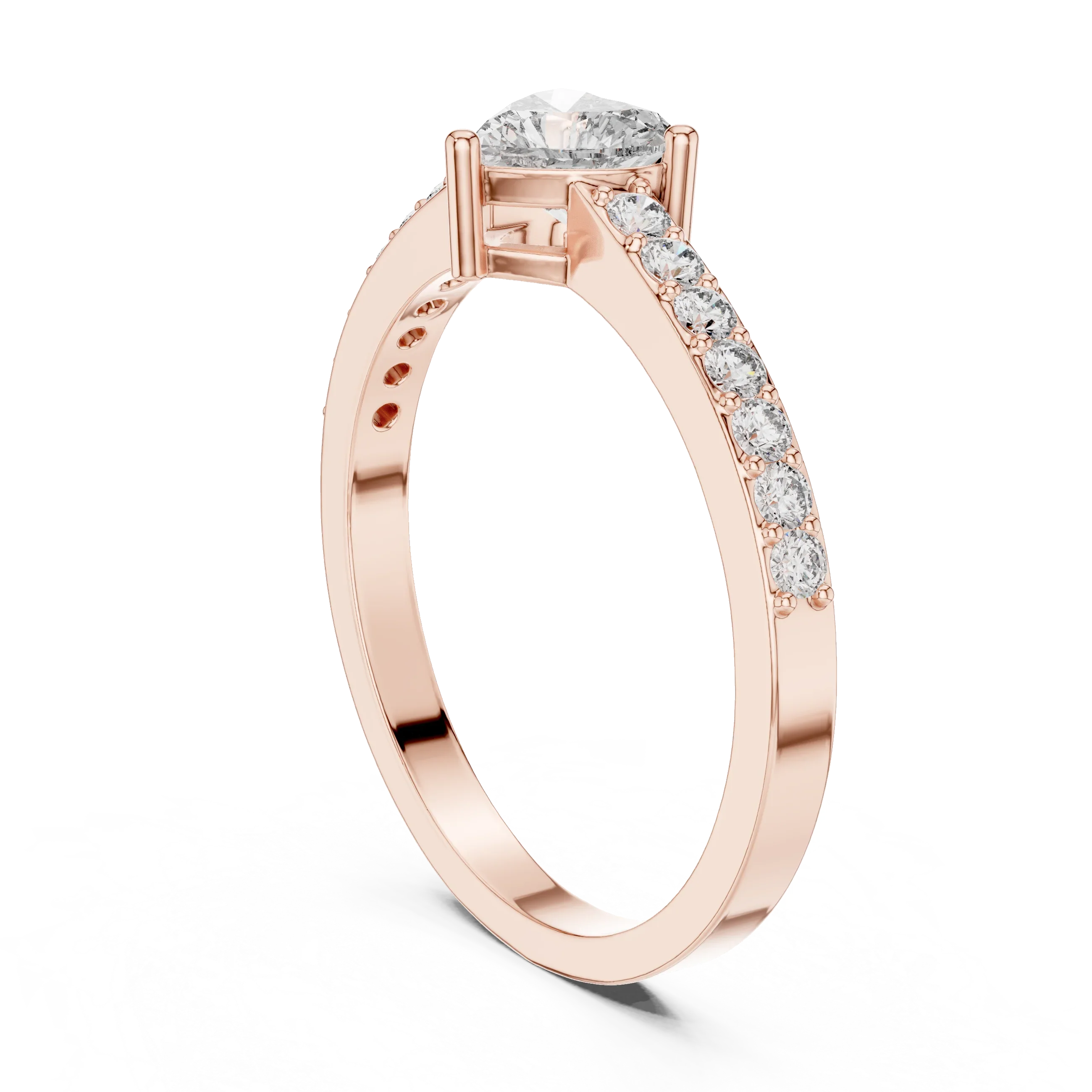 Heart Cut Diamond Engagement Ring with Pave Band