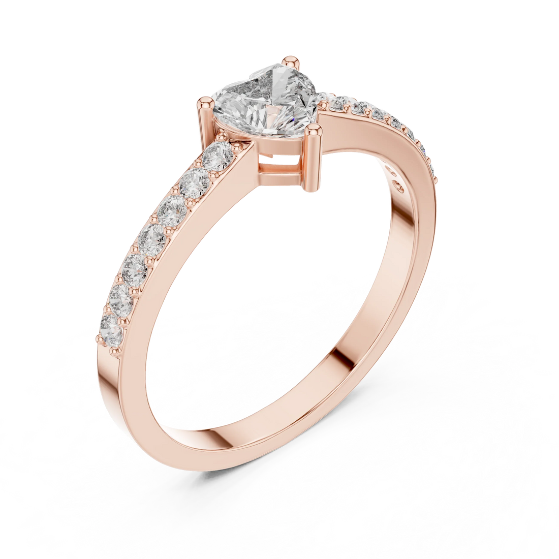 Heart Cut Diamond Engagement Ring with Pave Band