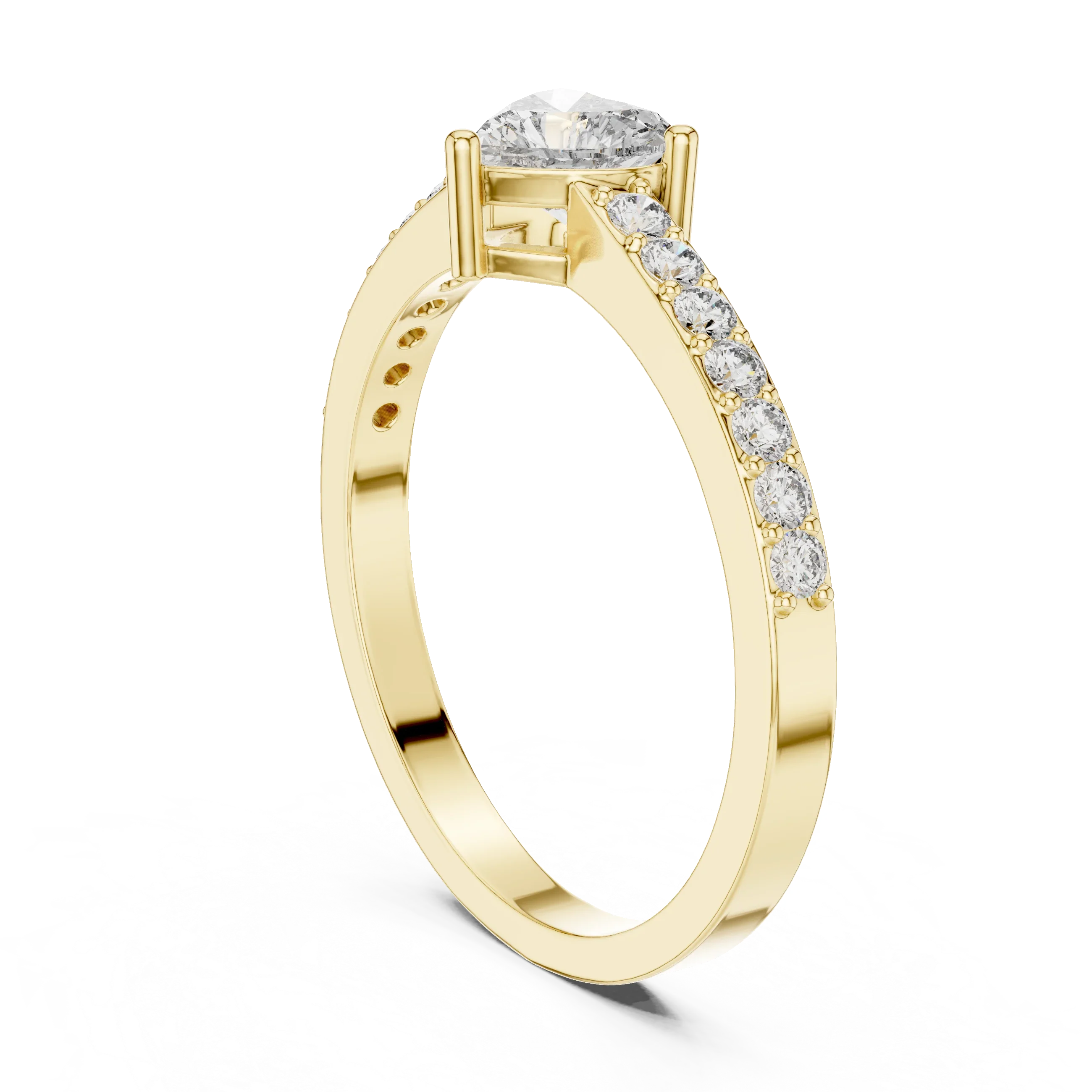 Heart Cut Diamond Engagement Ring with Pave Band