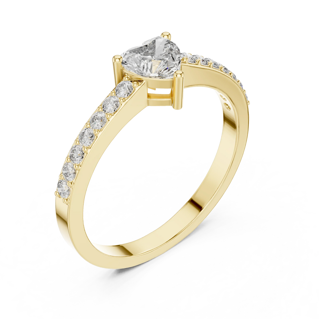 Heart Cut Diamond Engagement Ring with Pave Band