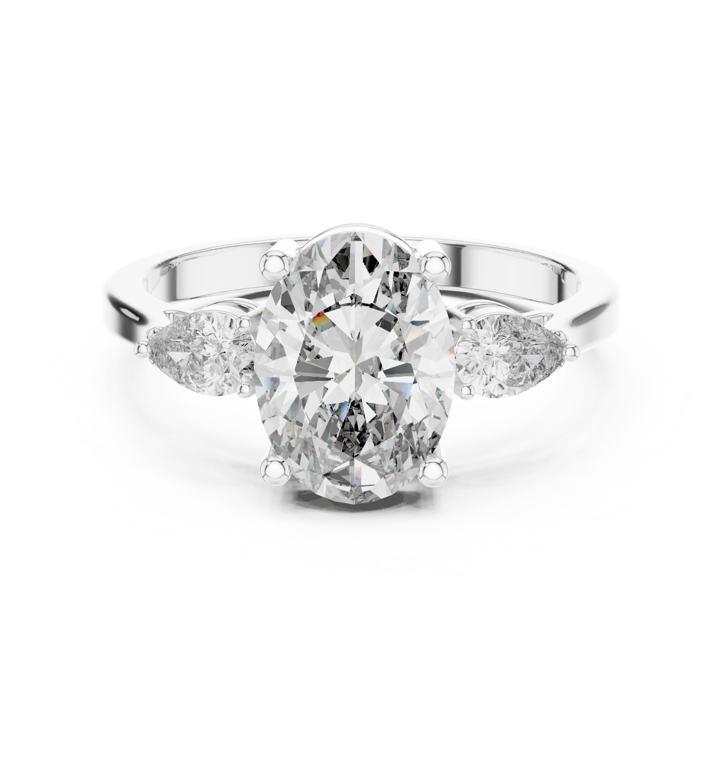 Oval Cut Diamond Engagement Ring with Side Accent Diamond