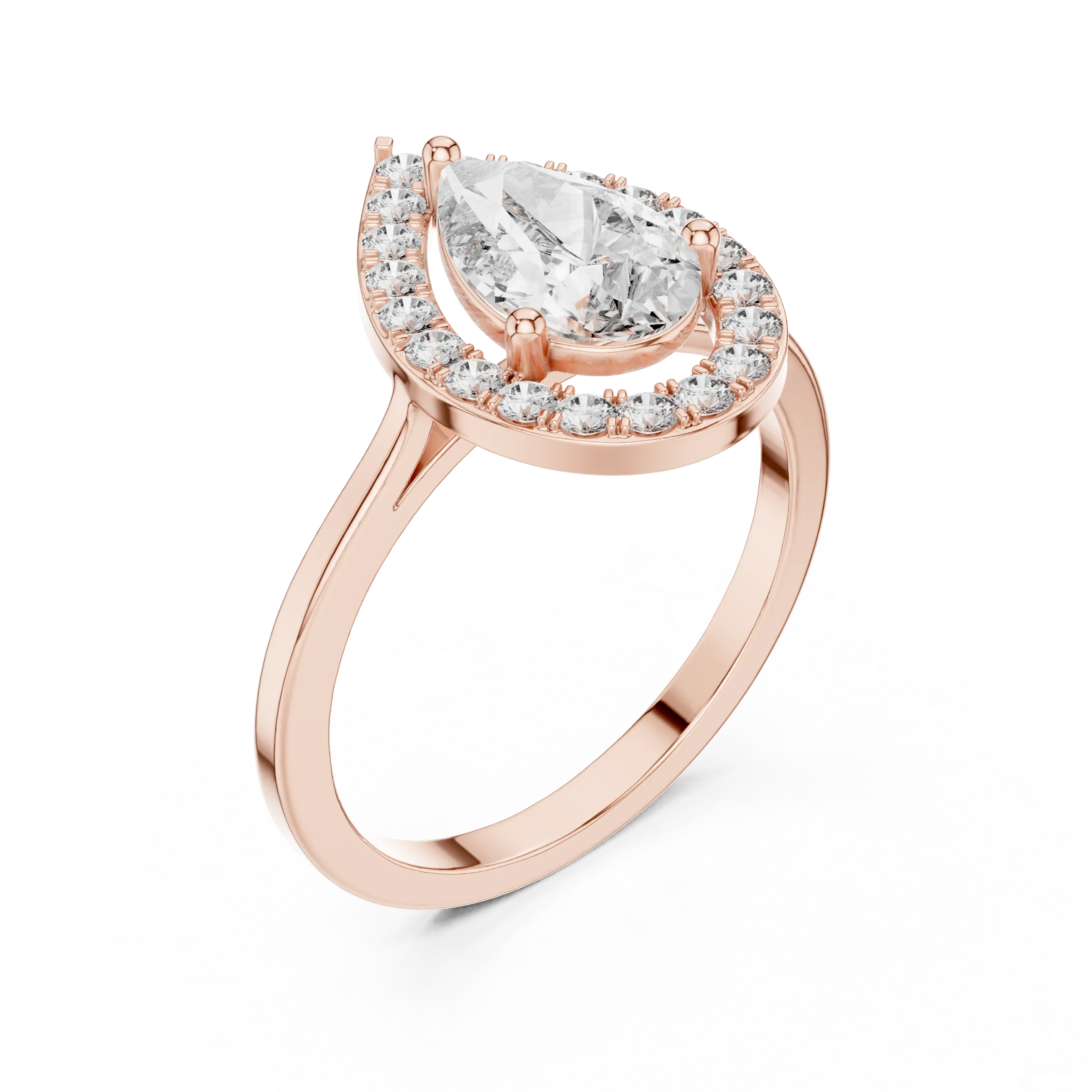 Pear Shaped Halo Diamond Engagement Ring