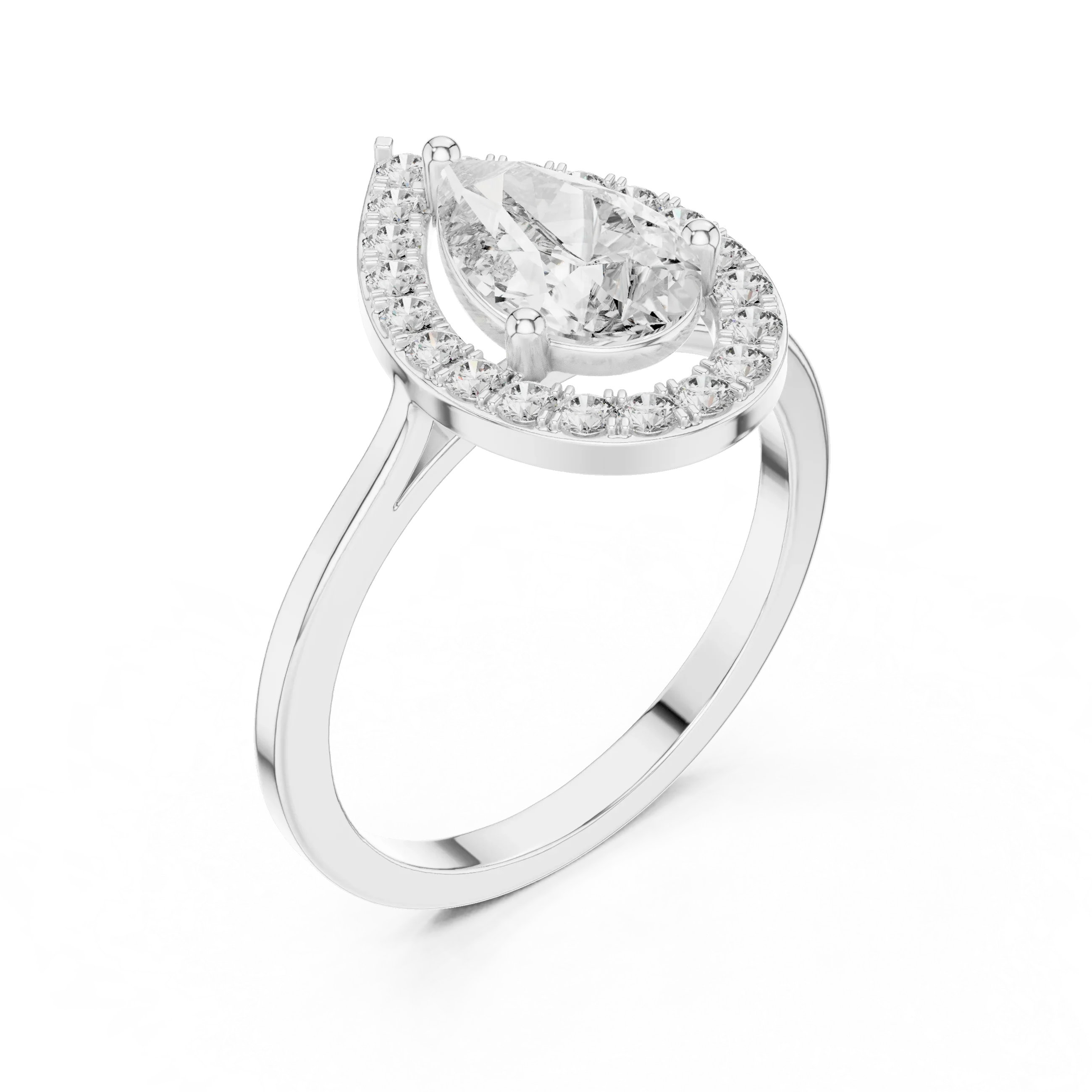 Pear Shaped Halo Diamond Engagement Ring