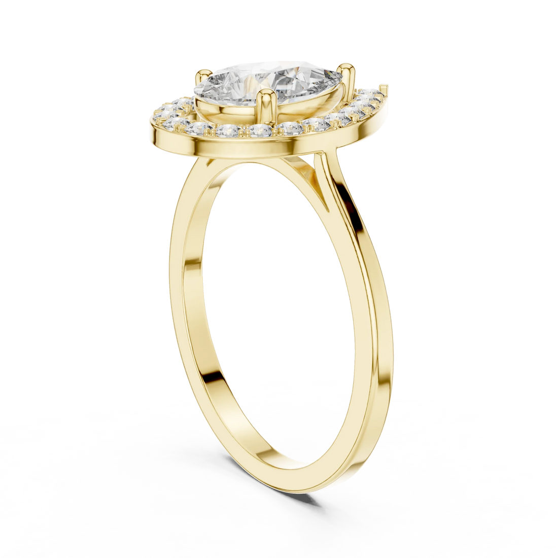 Pear Shaped Halo Diamond Engagement Ring