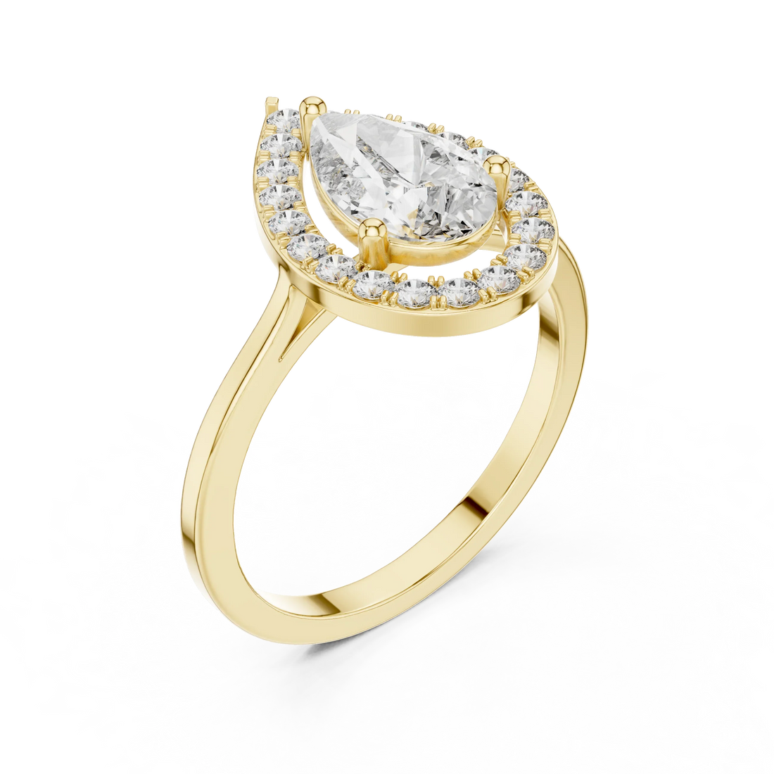 Pear Shaped Halo Diamond Engagement Ring