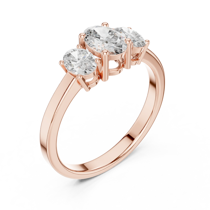 Oval Cut Three-Stone Diamond Engagement Ring