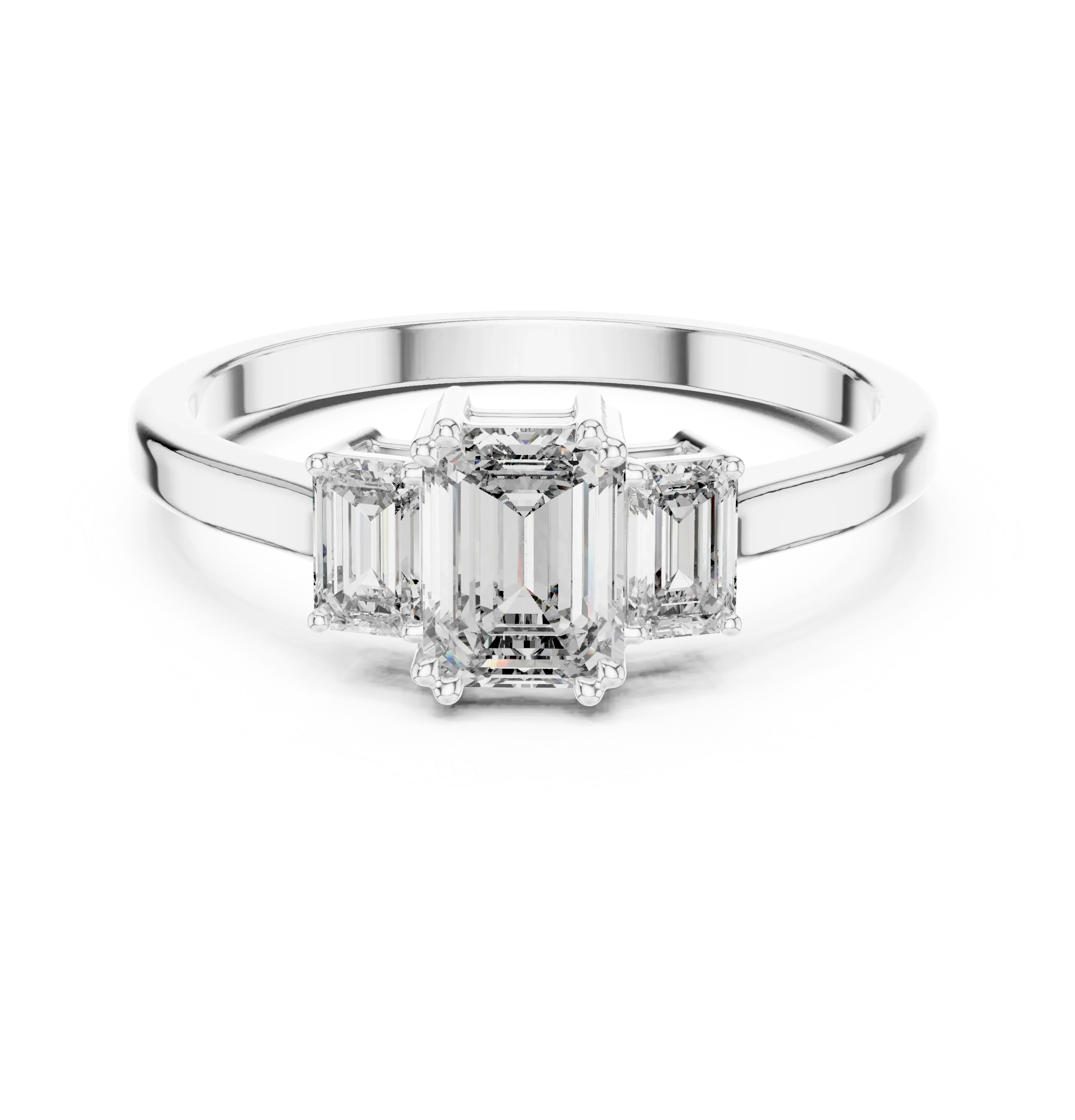 Emerald Cut Three-Stone Diamond Engagement