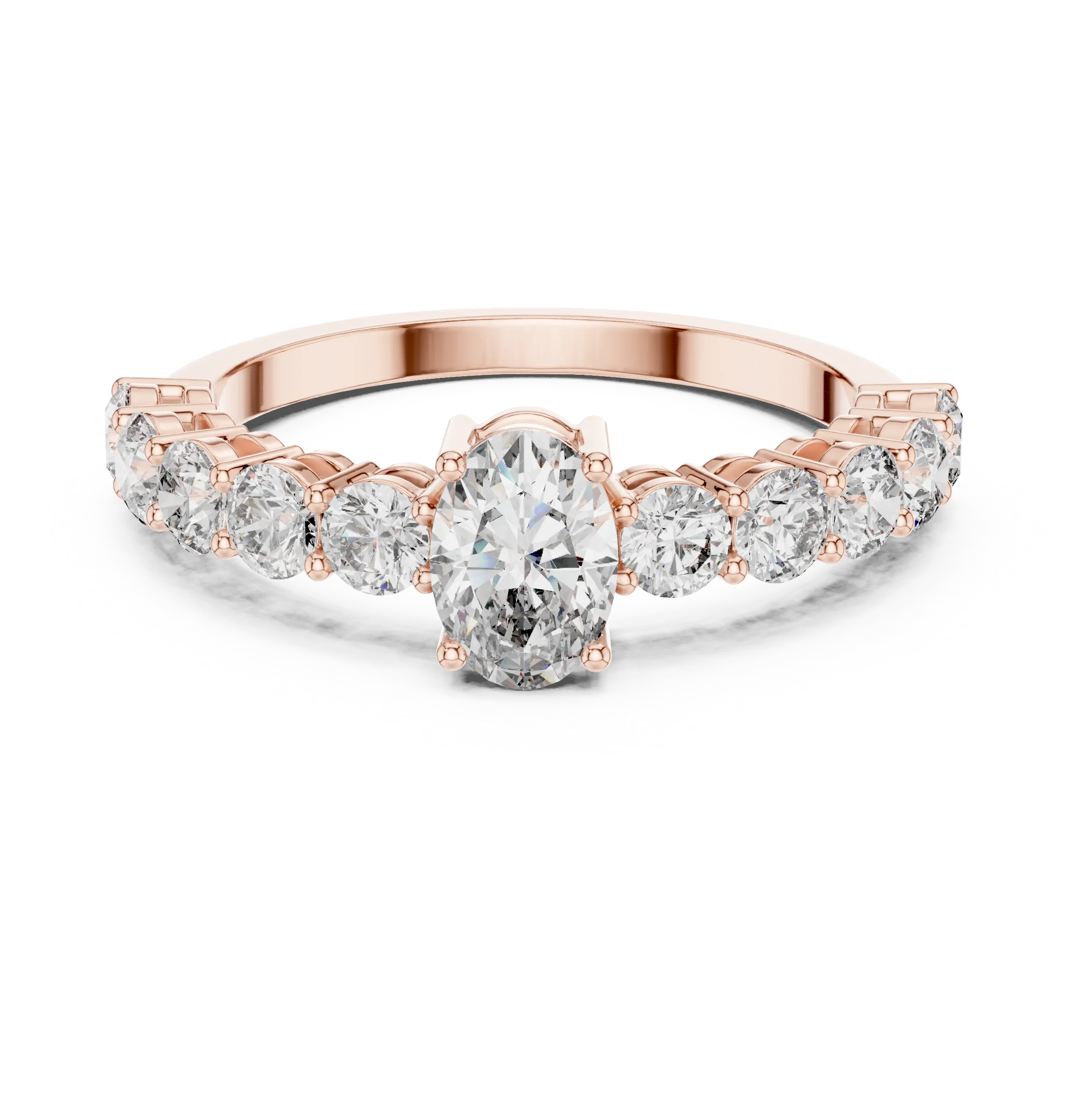 Oval Cut Diamond Half Eternity Engagement Ring