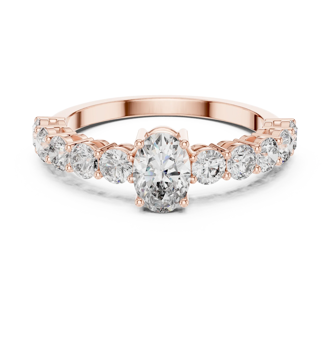 Oval Cut Diamond Half Eternity Engagement Ring