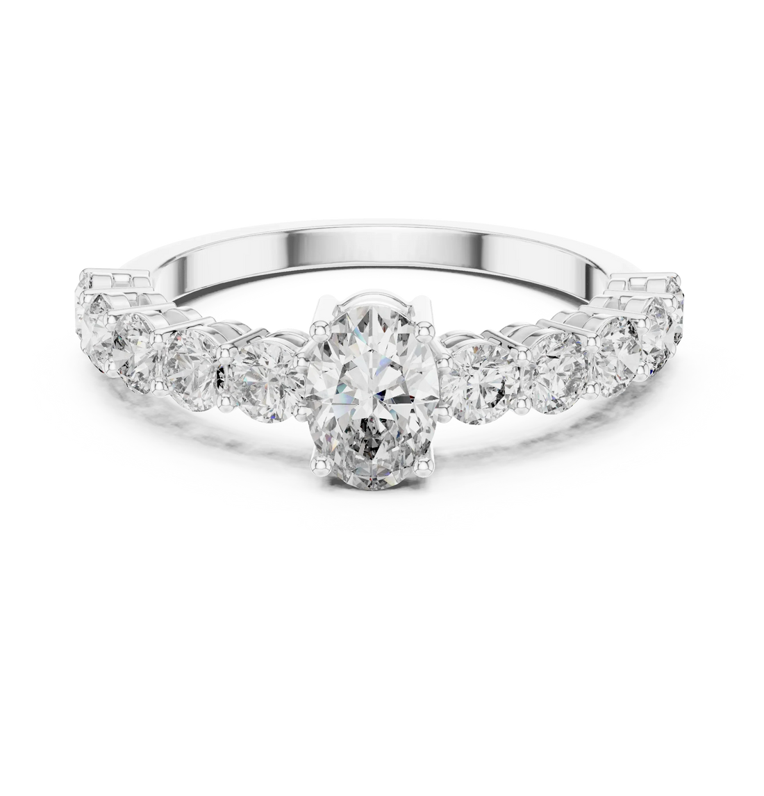 Oval Cut Diamond Half Eternity Engagement Ring