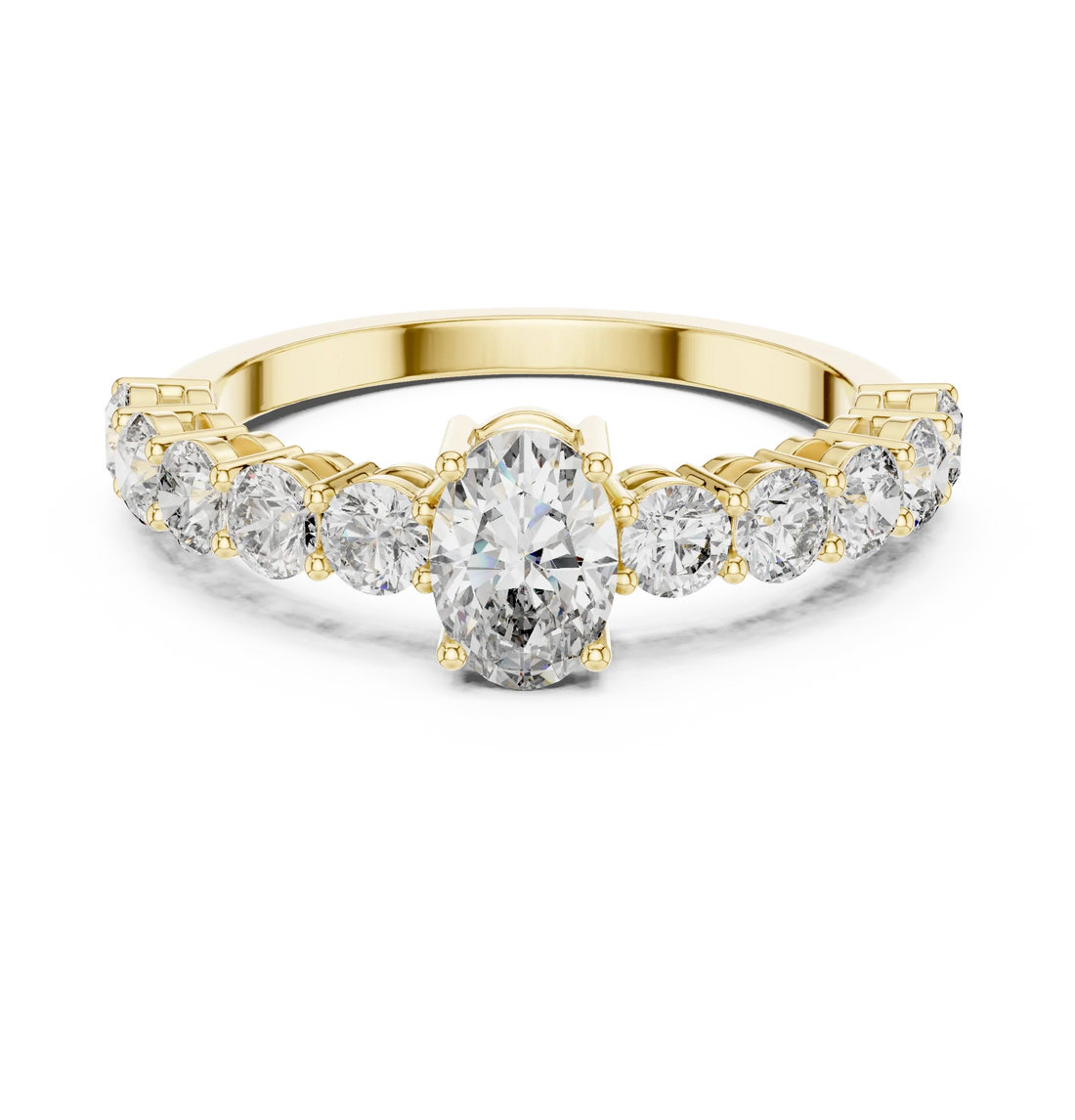 Oval Cut Diamond Half Eternity Engagement Ring