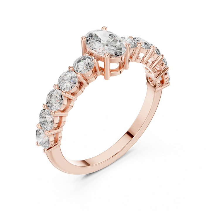 Oval Cut Diamond Half Eternity Engagement Ring