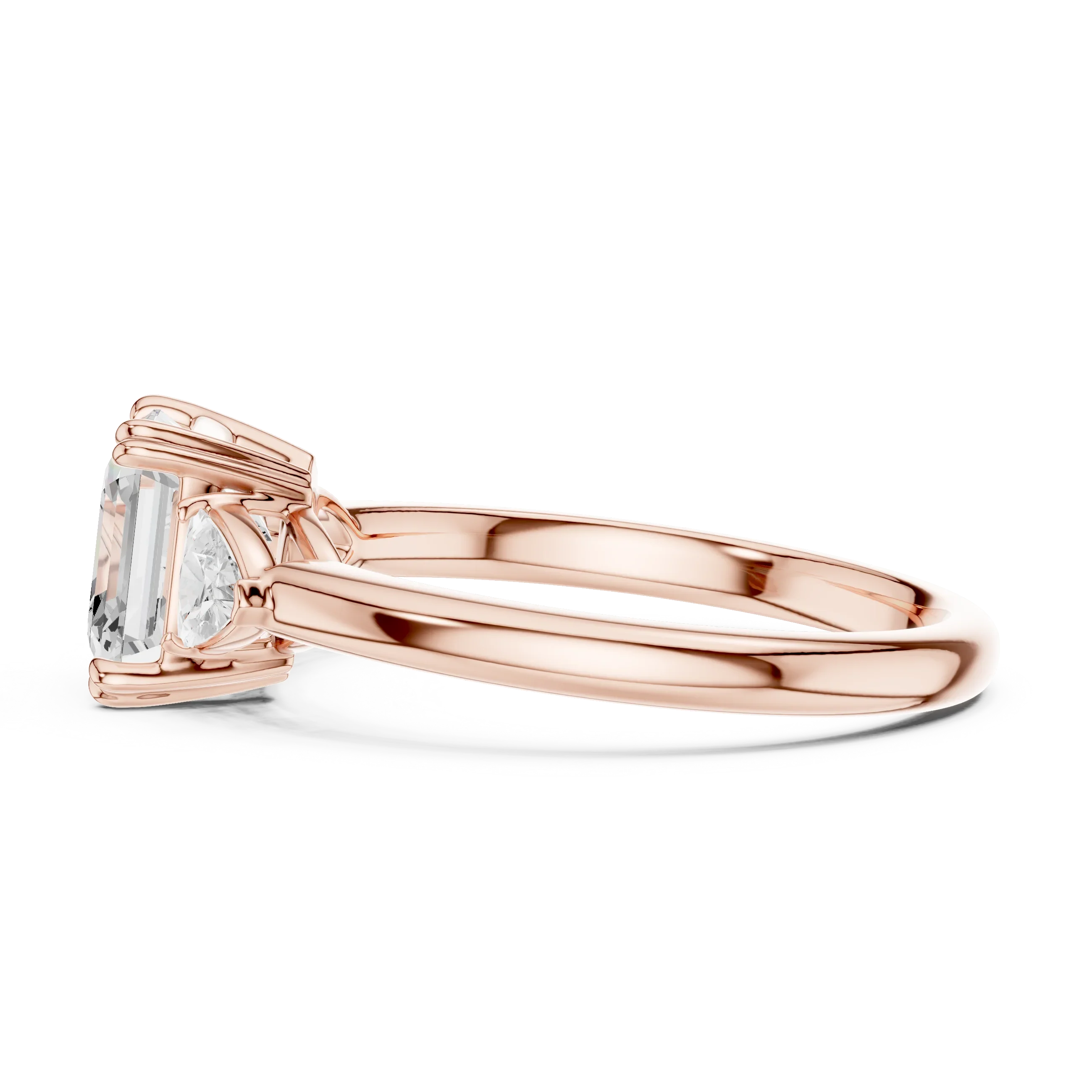 Asscher Diamond Three Stone Engagement Ring