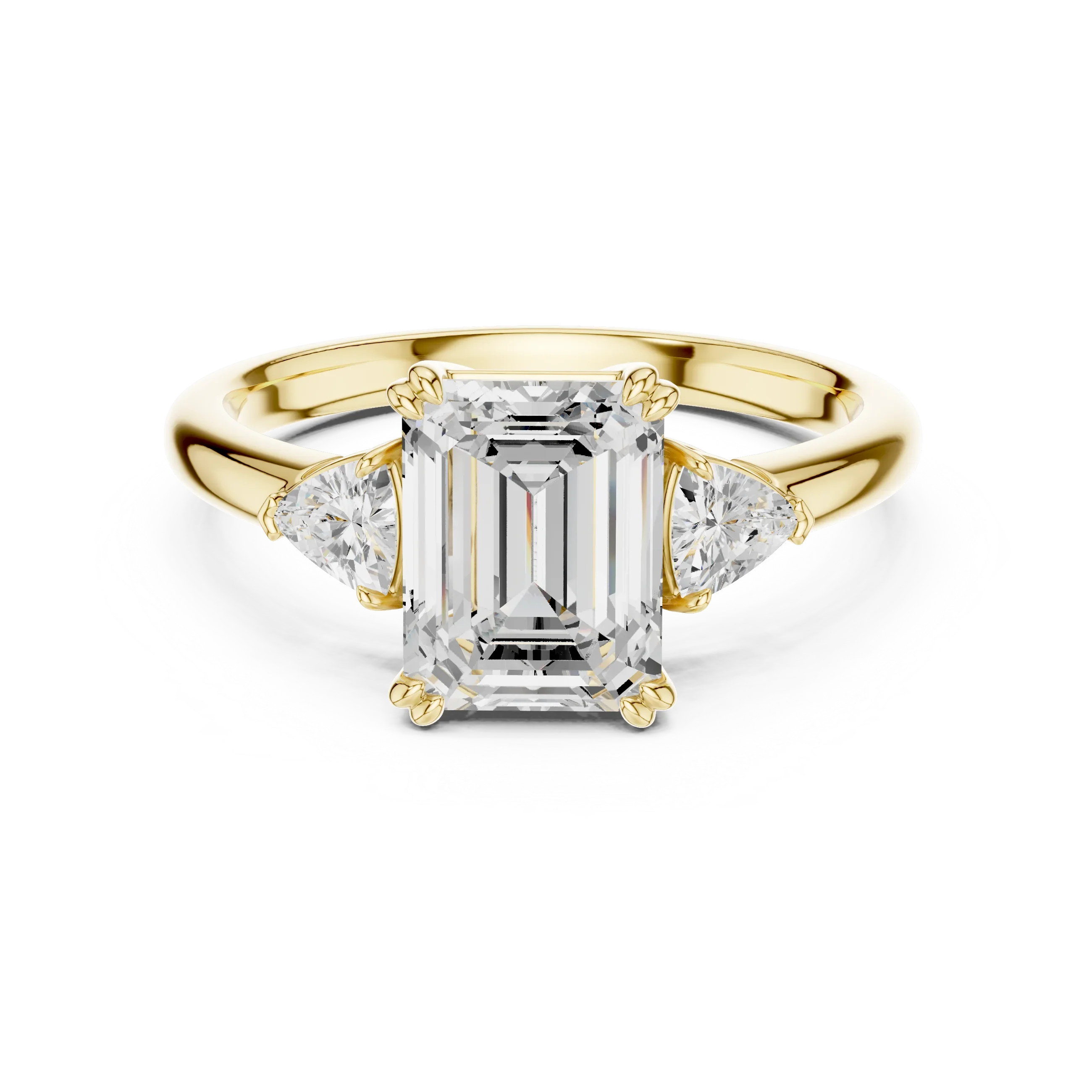 Emerald Diamond Three Stone Engagement Ring